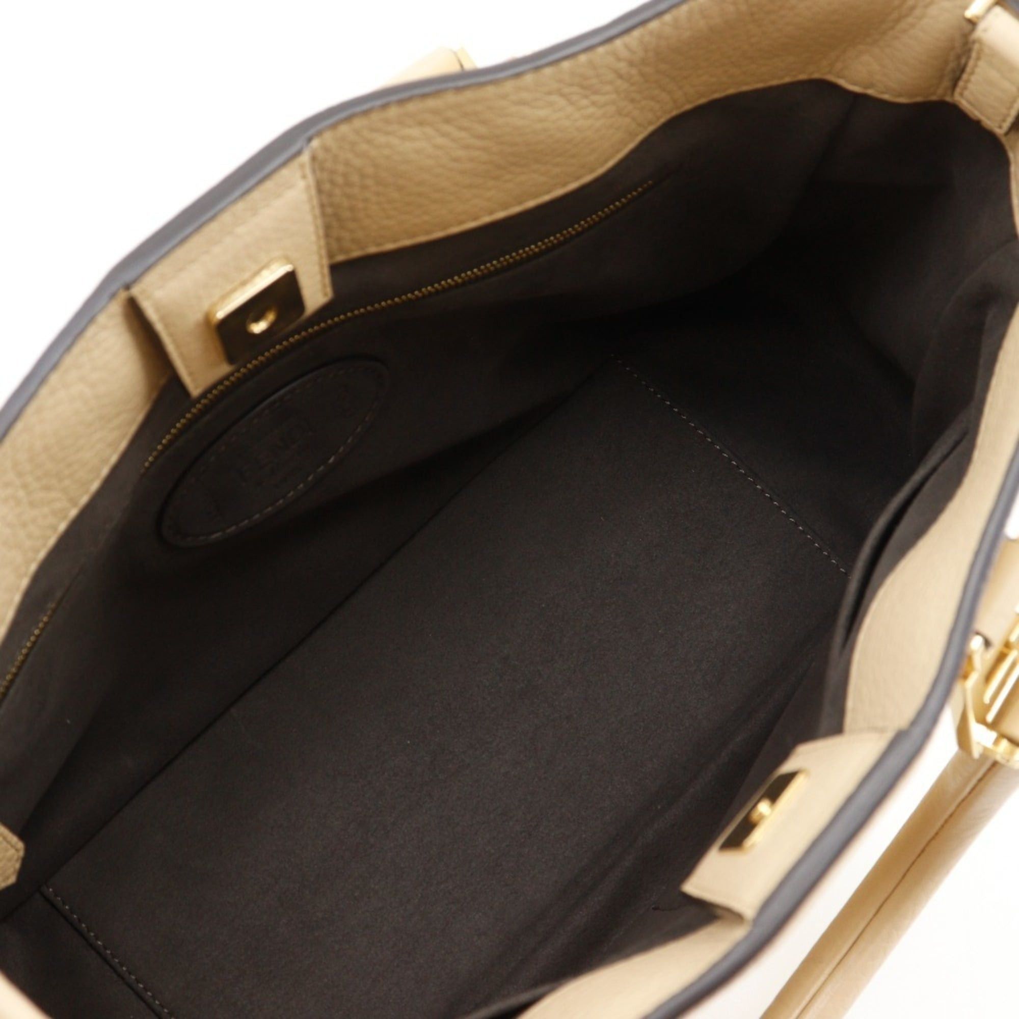 Fendi Fendi FF Tote Small Handbag 2-Way Shoulder Bag 8BH367 Calfskin Beige 2-way A5 Magnetic Closure Women's Size ONE SIZE - 7 Thumbnail