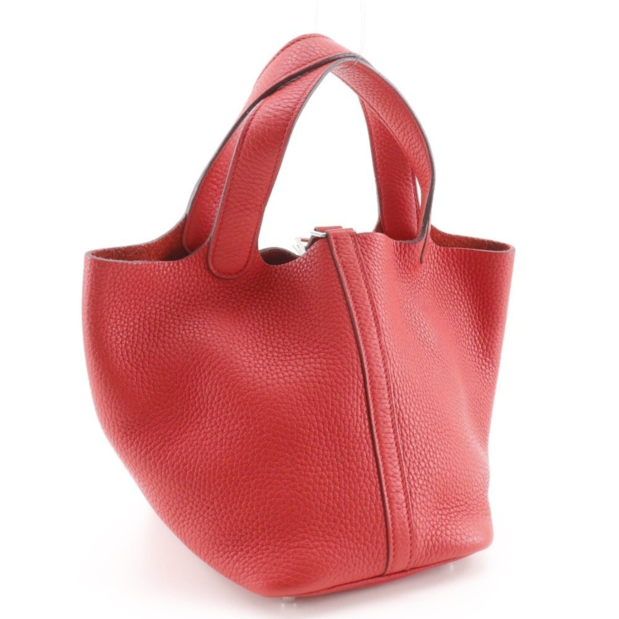 Hermes Hermes Picotin Lock 18 PM Handbag, Taurillon Clemence Leather, 2019 Model, Red, D-shaped Belt Buckle, 18K PM, Women's. Size ONE SIZE - 3 Thumbnail
