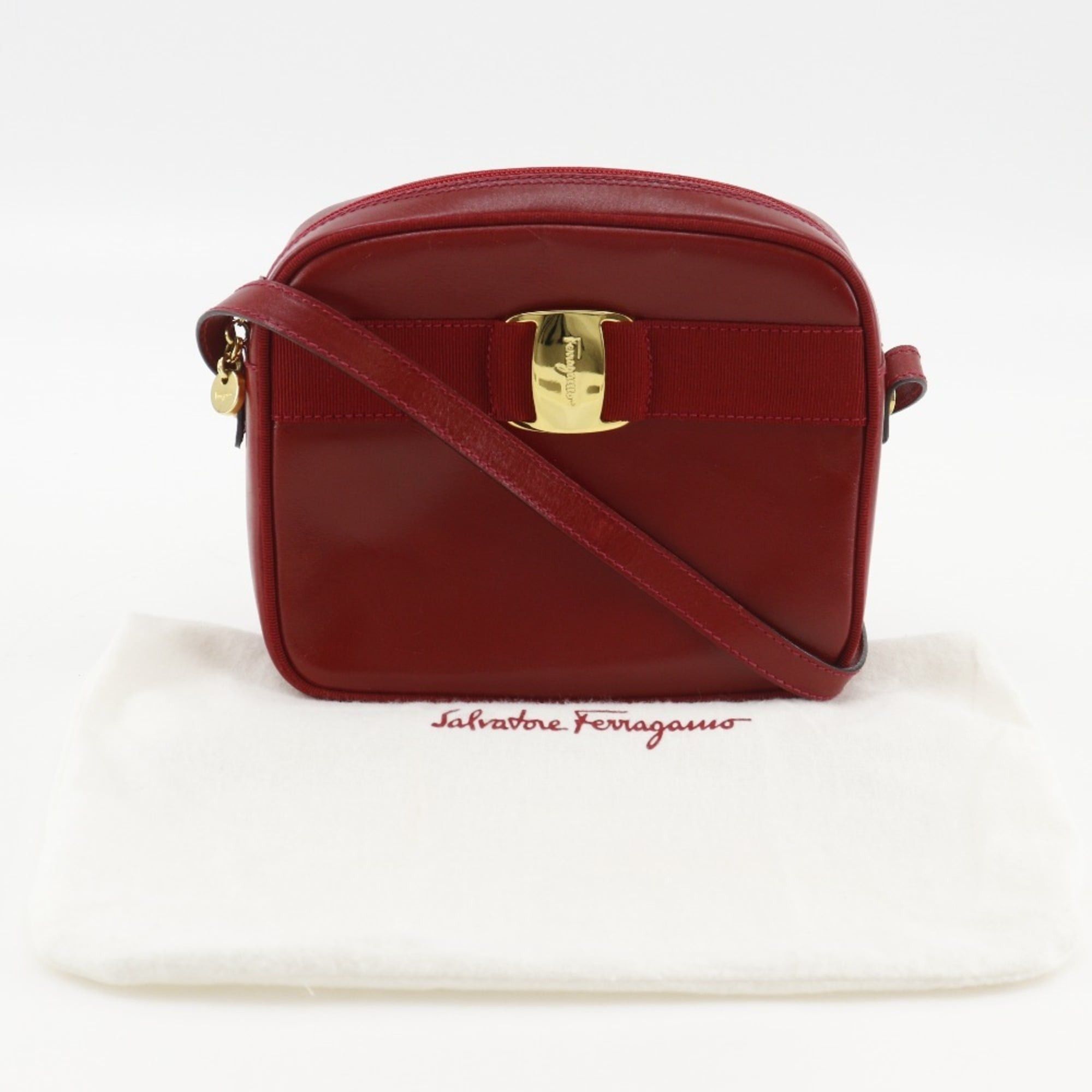 Salvatore Ferragamo Salvatore Ferragamo Vala Shoulder Bag D21 3096 Calfskin Red Women's Size ONE SIZE - 11 Thumbnail