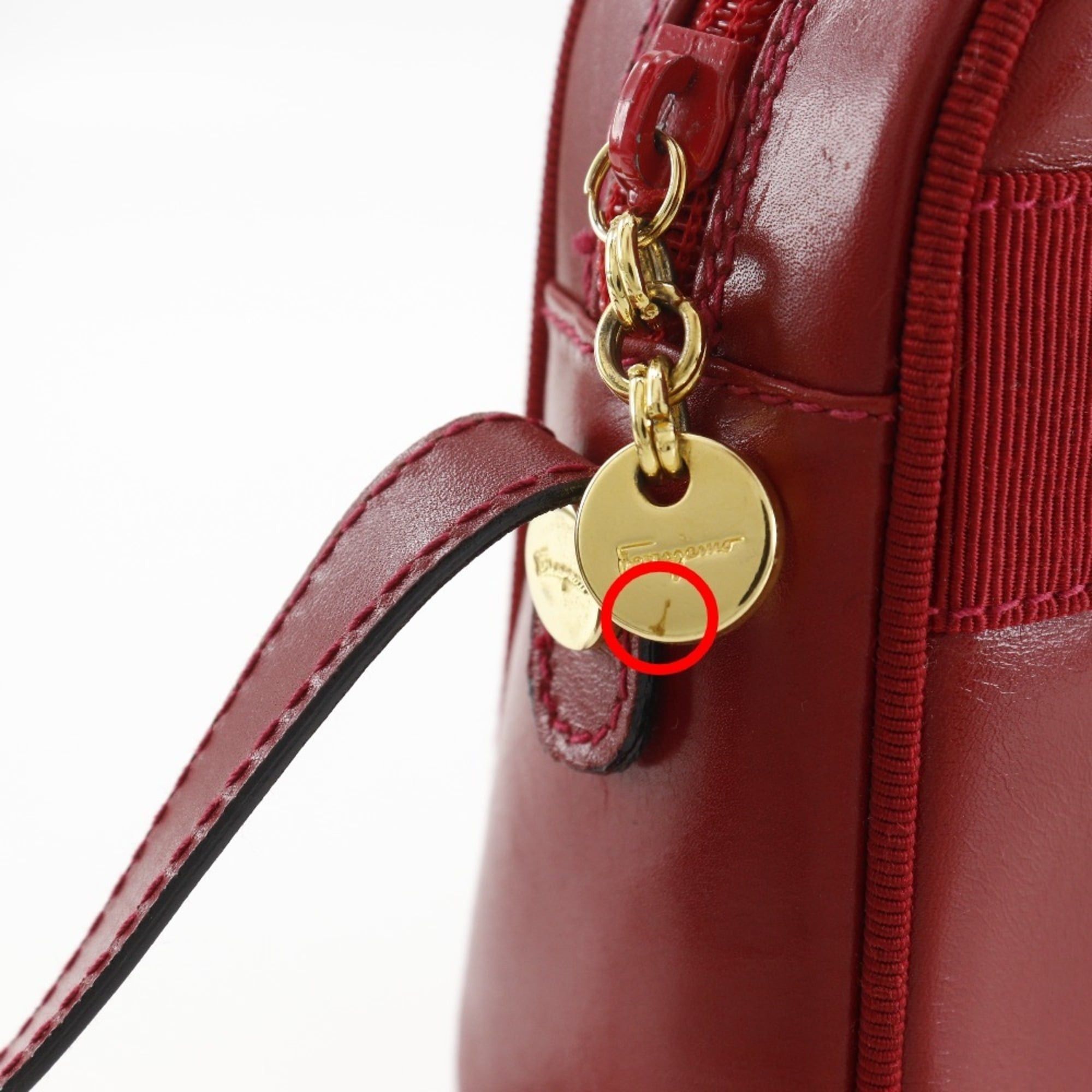 Salvatore Ferragamo Salvatore Ferragamo Vala Shoulder Bag D21 3096 Calfskin Red Women's Size ONE SIZE - 8 Thumbnail