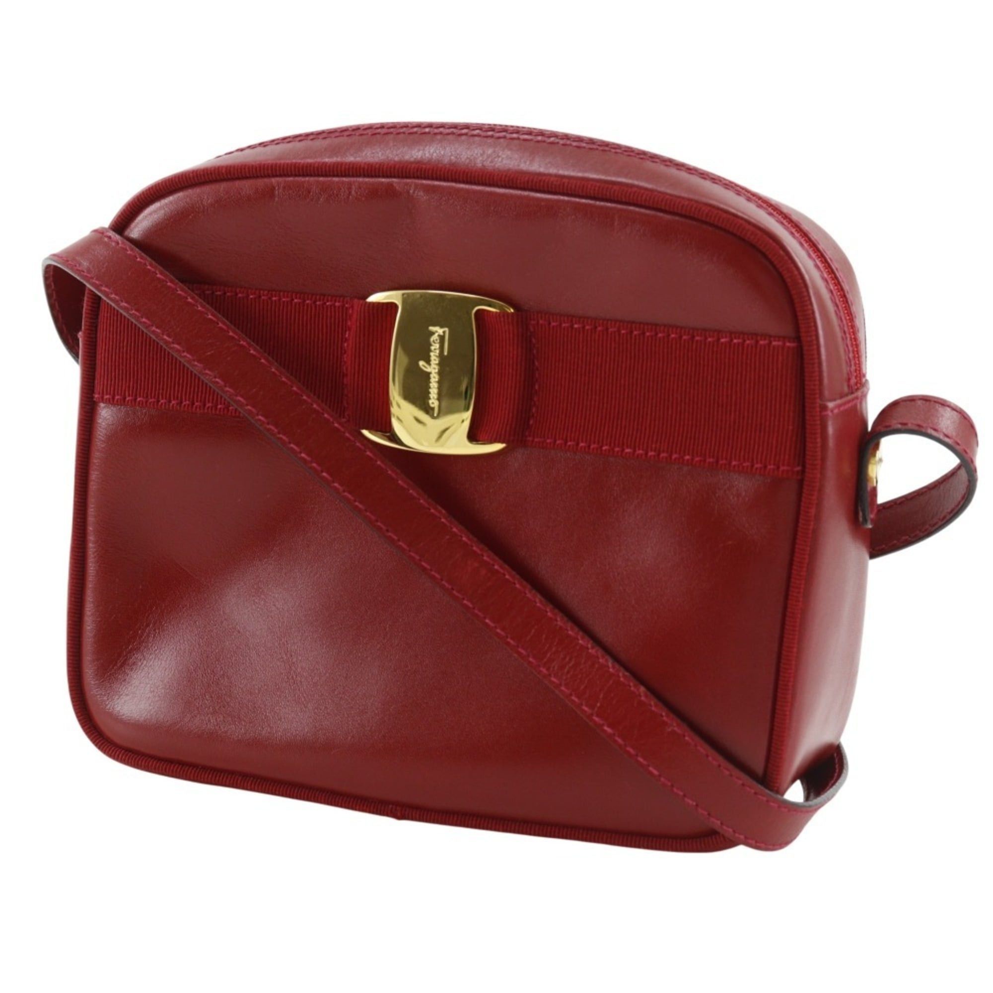 Salvatore Ferragamo Salvatore Ferragamo Vala Shoulder Bag D21 3096 Calfskin Red Women's Size ONE SIZE - 2 Thumbnail