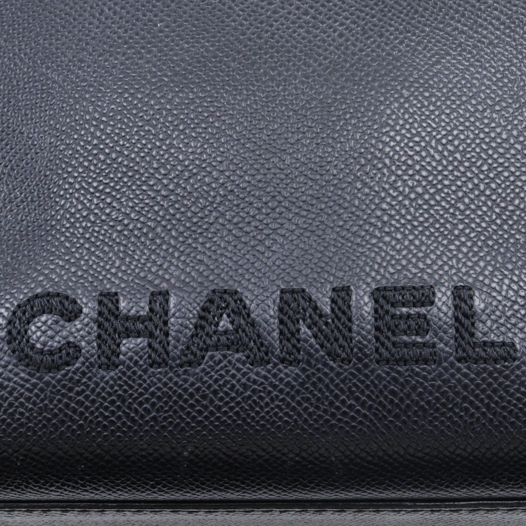 Chanel Chanel logo tote bag, caviar leather, black, A4 size, magnetic closure, women's. Size ONE SIZE - 9 Thumbnail