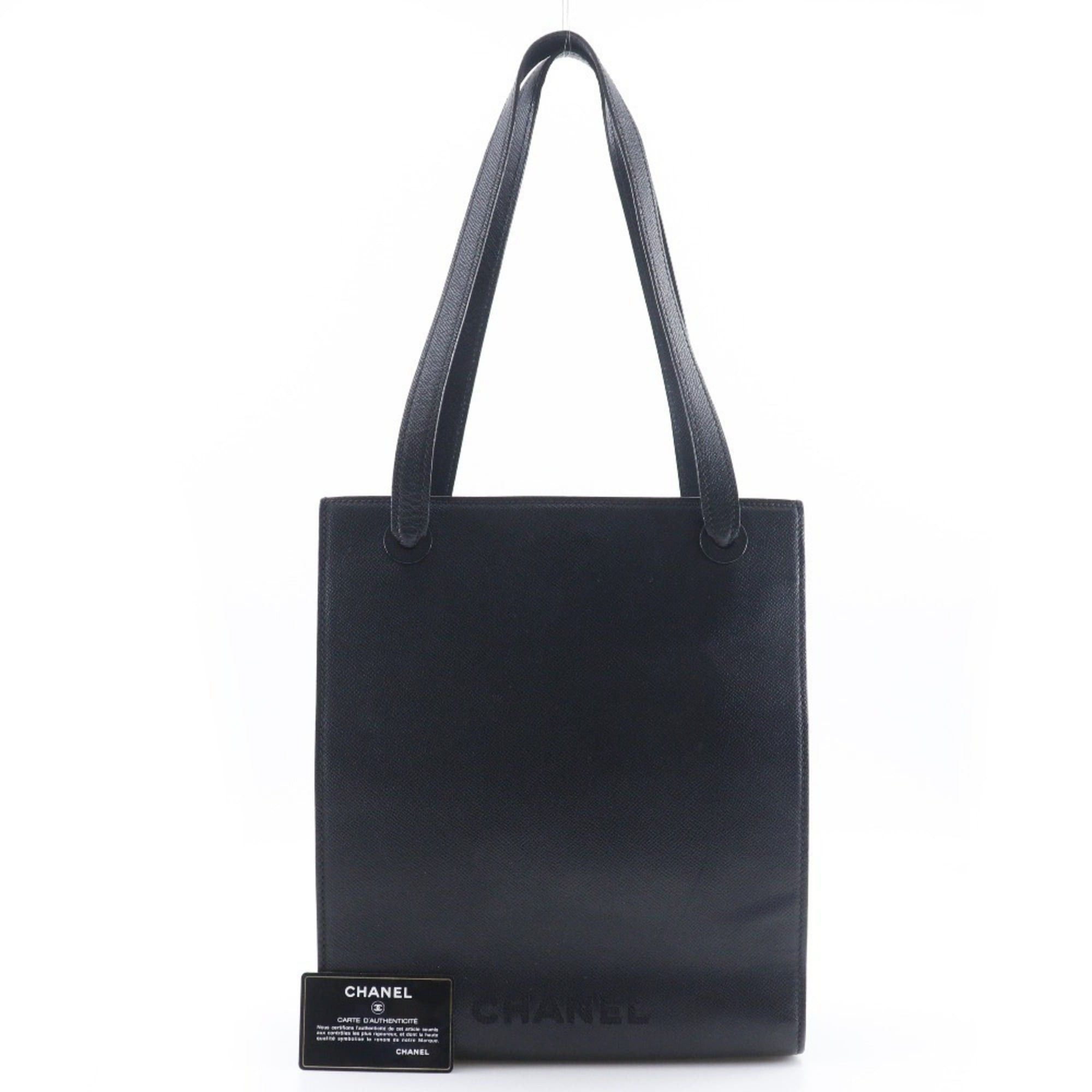 Chanel Chanel logo tote bag, caviar leather, black, A4 size, magnetic closure, women's. Size ONE SIZE - 20 Thumbnail