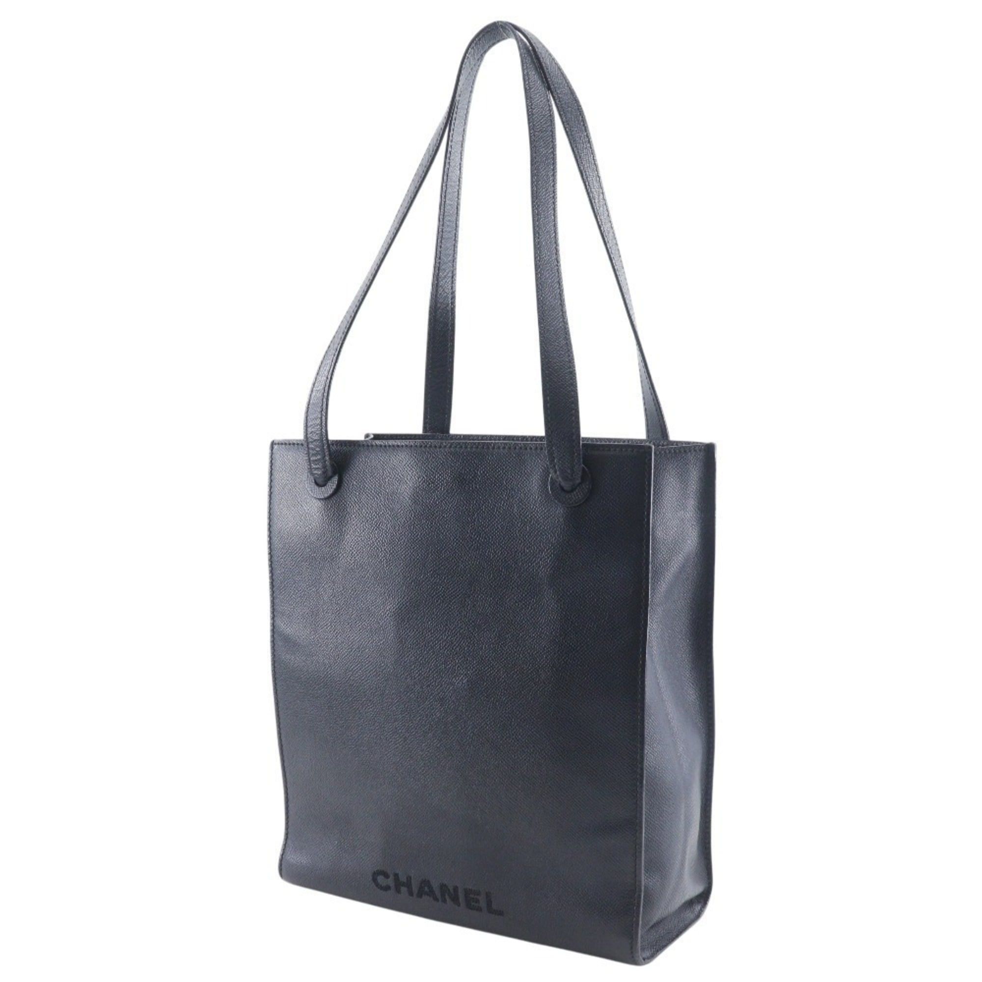 Chanel Chanel logo tote bag, caviar leather, black, A4 size, magnetic closure, women's. Size ONE SIZE - 2 Thumbnail
