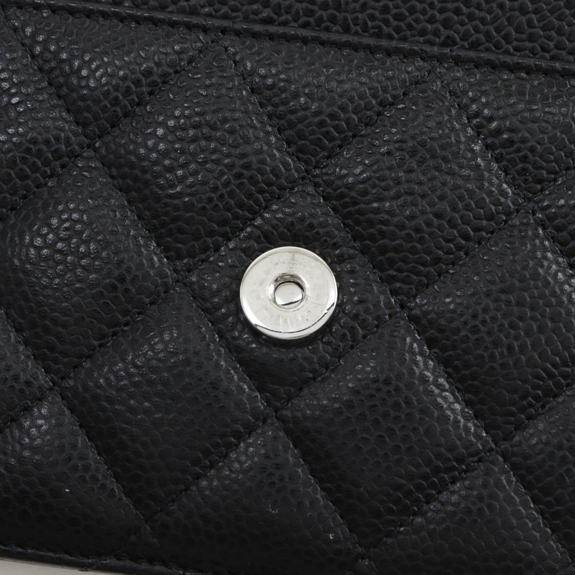 Chanel Chanel Classic Chain Wallet Matelassé Long Shoulder Bag A33814 Caviar Leather Black Snap Button Women's Size ONE SIZE - 13 Thumbnail
