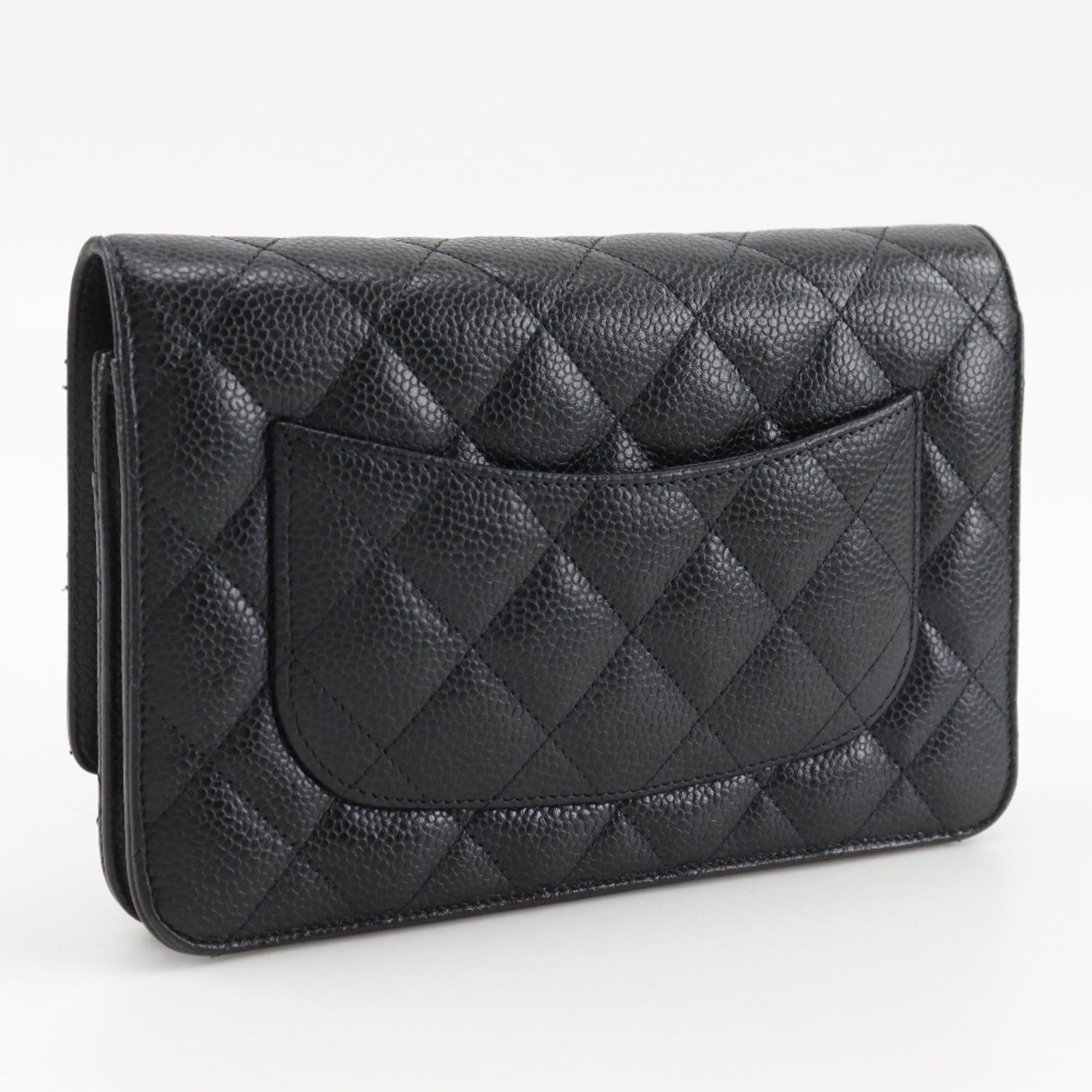Chanel Chanel Classic Chain Wallet Matelassé Long Shoulder Bag A33814 Caviar Leather Black Snap Button Women's Size ONE SIZE - 3 Thumbnail