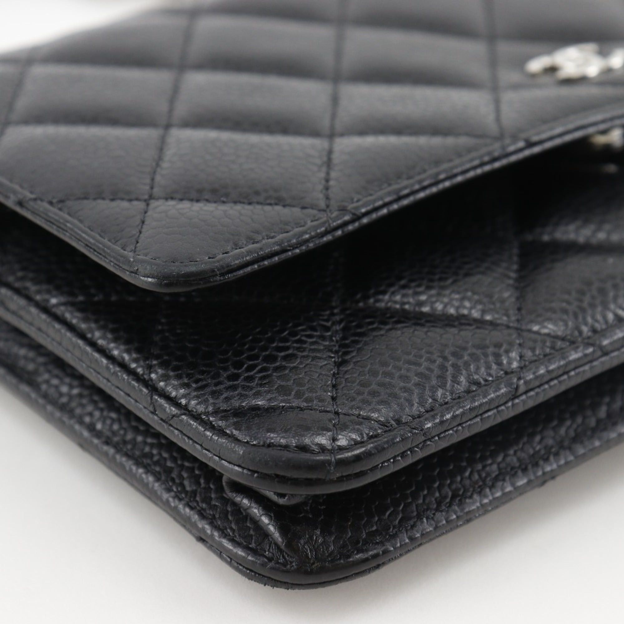 Chanel Chanel Classic Chain Wallet Matelassé Long Shoulder Bag A33814 Caviar Leather Black Snap Button Women's Size ONE SIZE - 4 Thumbnail
