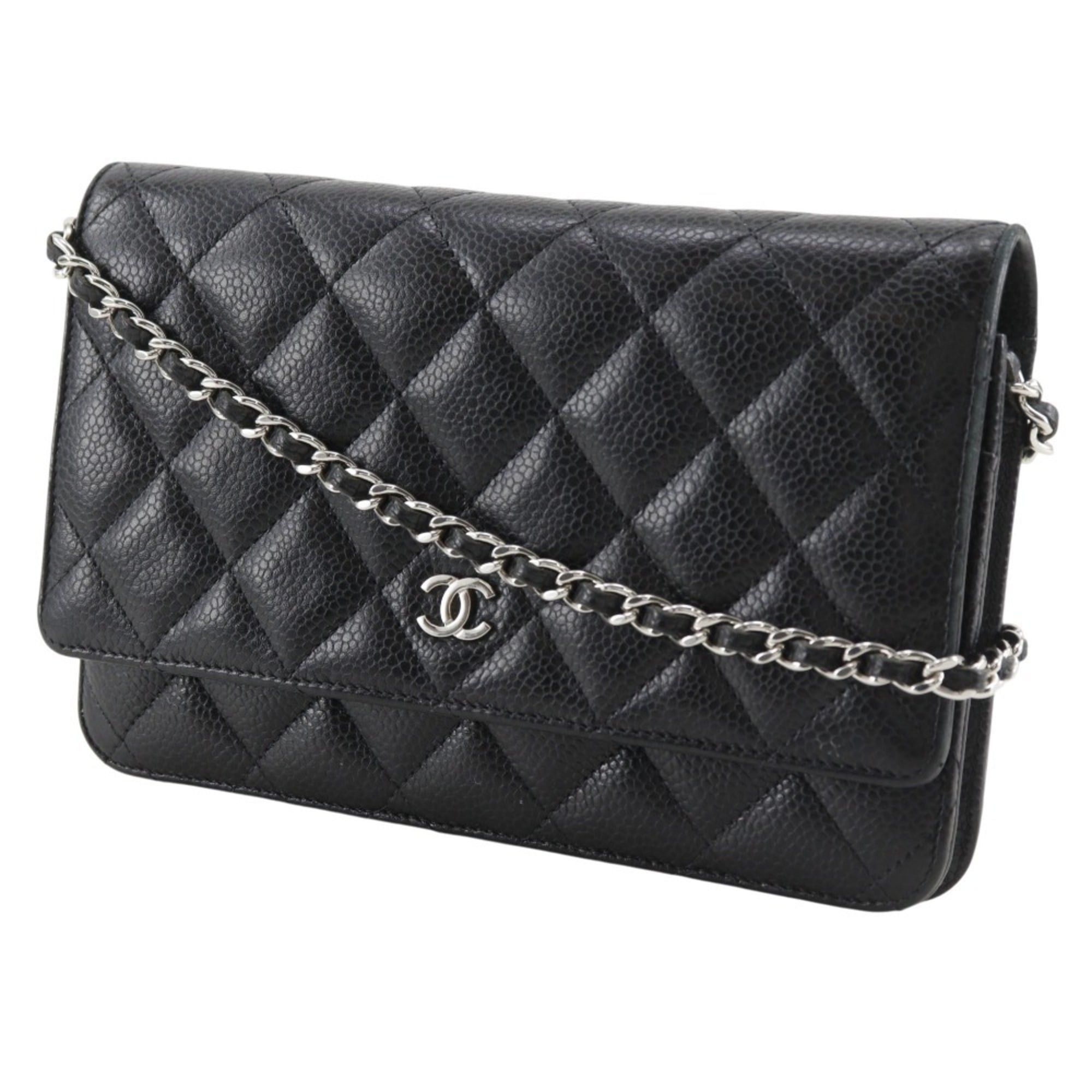 Chanel Chanel Classic Chain Wallet Matelassé Long Shoulder Bag A33814 Caviar Leather Black Snap Button Women's Size ONE SIZE - 2 Thumbnail