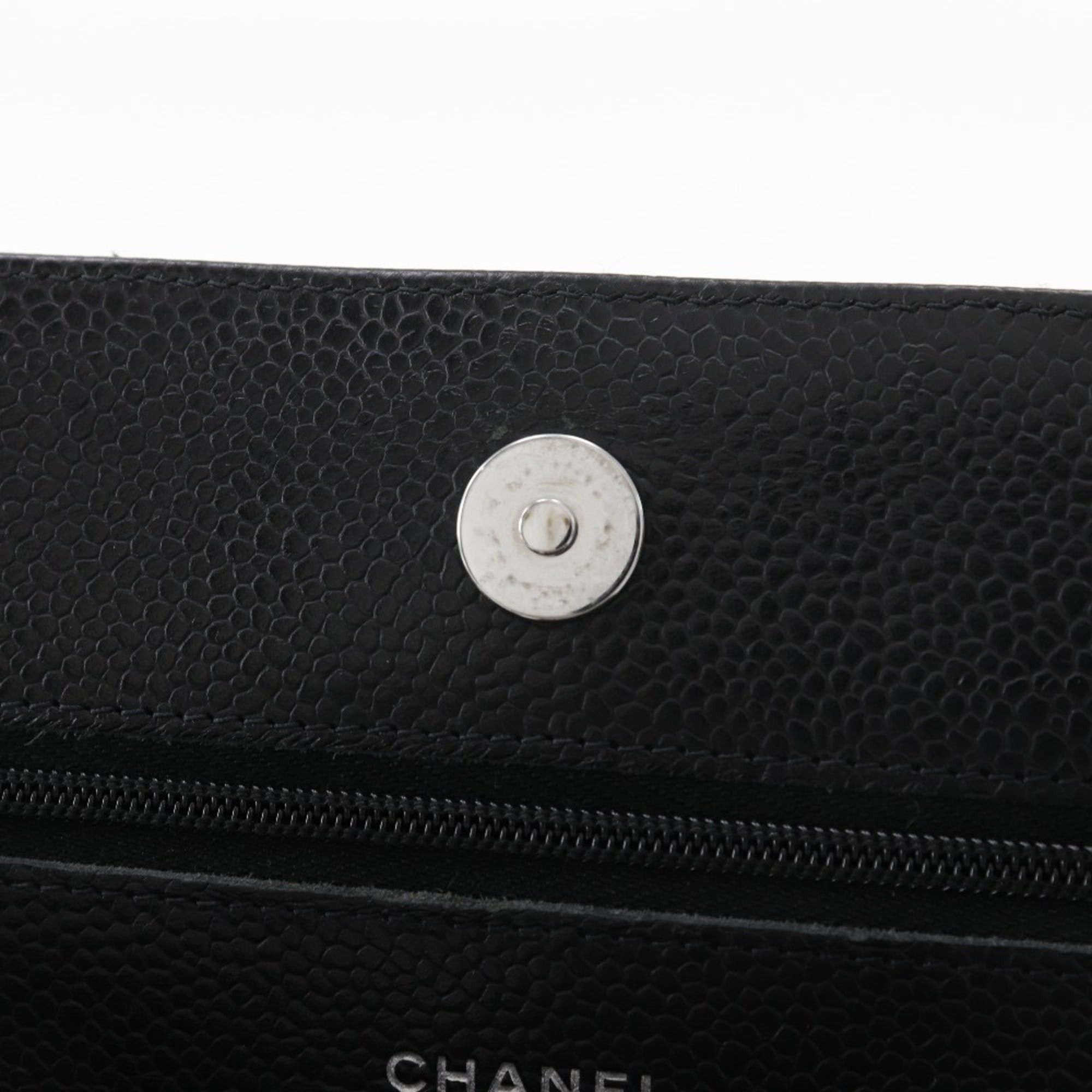 Chanel Chanel Classic Chain Wallet Matelassé Long Shoulder Bag A33814 Caviar Leather Black Snap Button Women's Size ONE SIZE - 12 Thumbnail