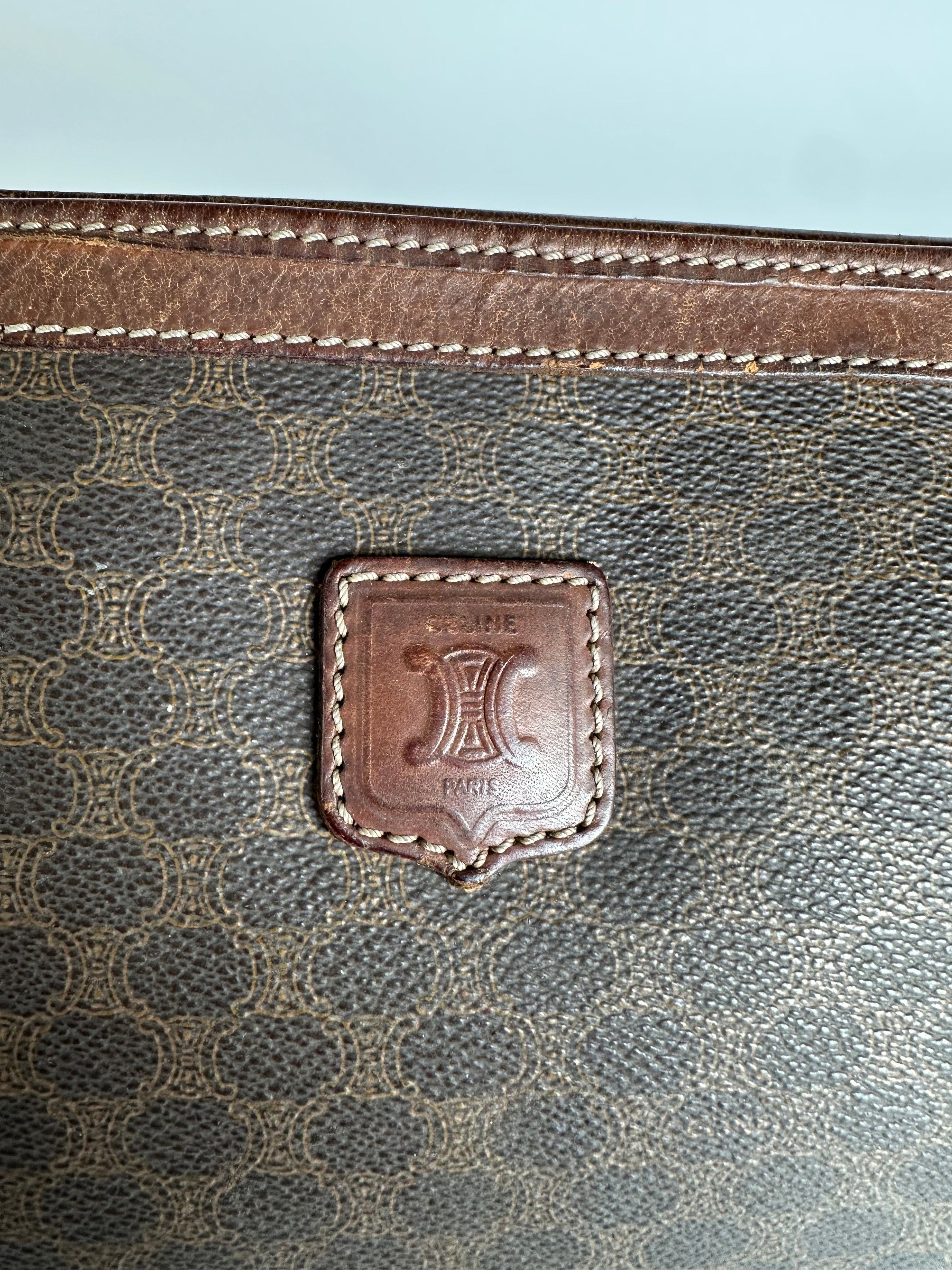 Celine Vintage Paris Triomphe Monogram Leather Clutch Brown Size ONE SIZE - 4 Thumbnail