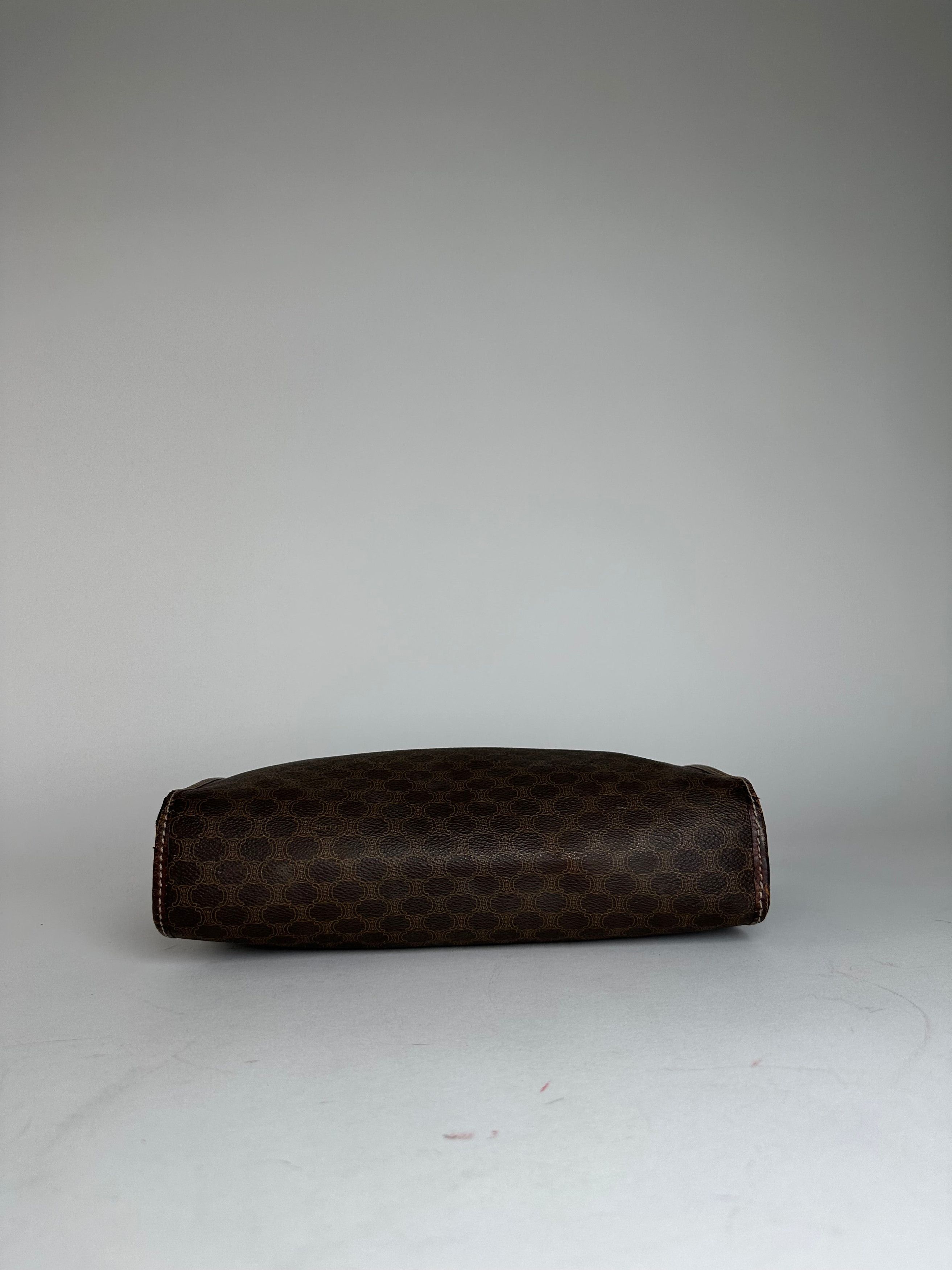 Celine Vintage Paris Triomphe Monogram Leather Clutch Brown Size ONE SIZE - 6 Thumbnail