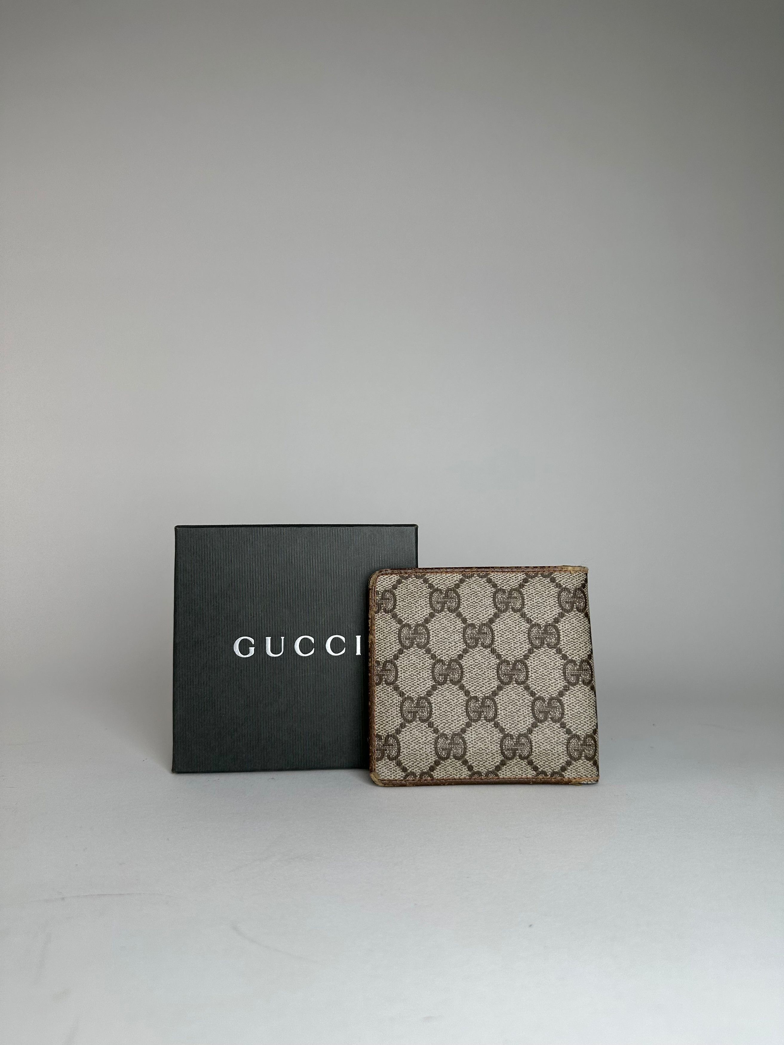 Gucci Vintage Monogram Leather Flap Wallet Grey Brown Size ONE SIZE - 2 Thumbnail