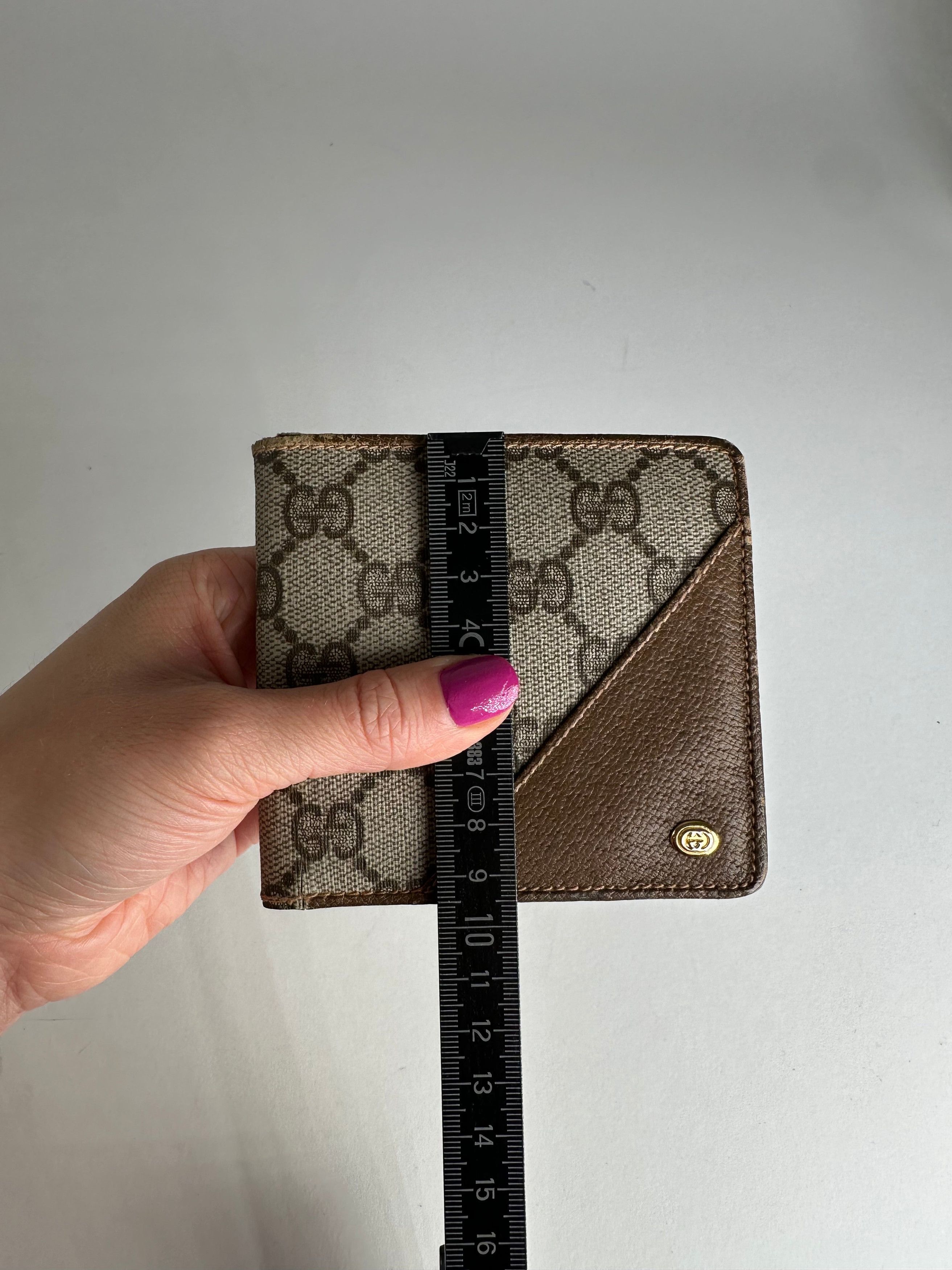 Gucci Vintage Monogram Leather Flap Wallet Grey Brown Size ONE SIZE - 10 Thumbnail
