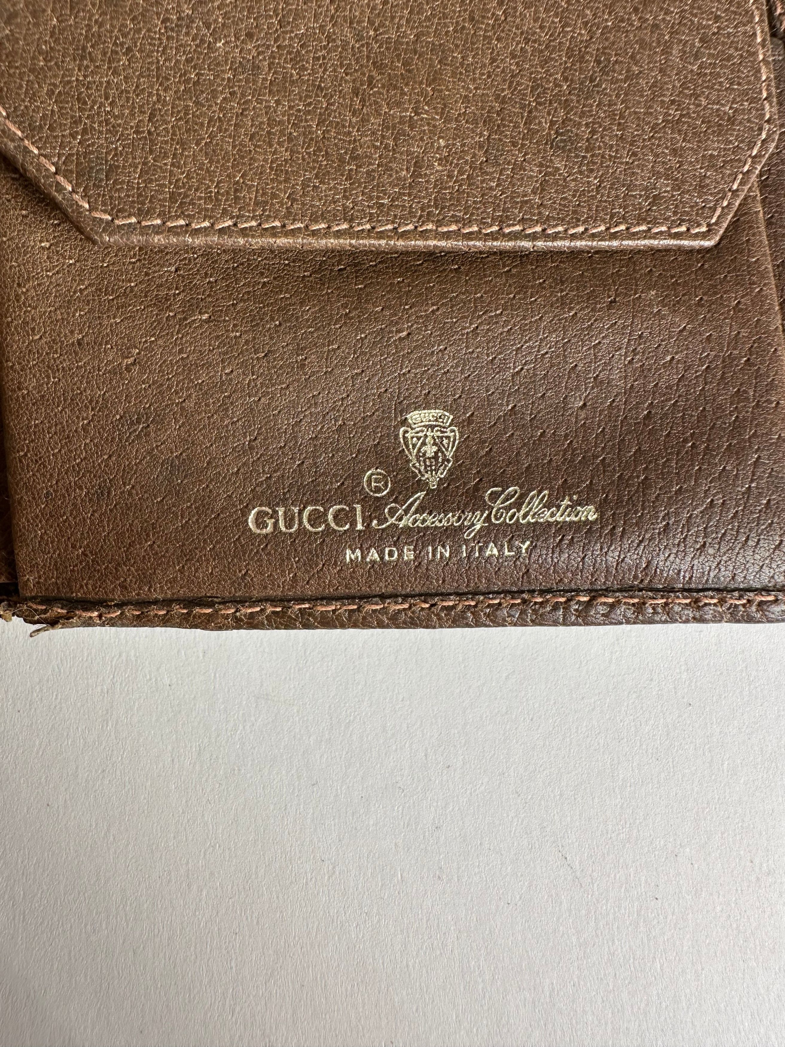 Gucci Vintage Monogram Leather Flap Wallet Grey Brown Size ONE SIZE - 5 Thumbnail