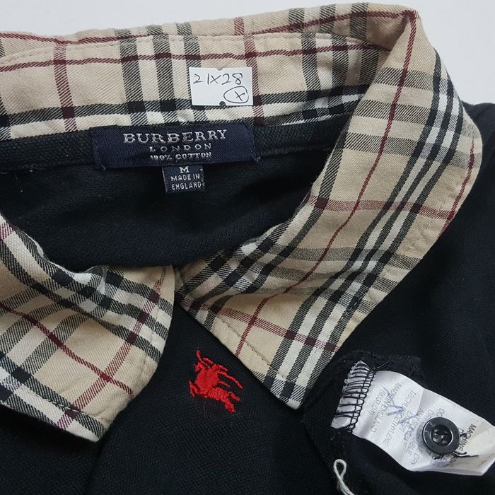 Vintage Vintage BURBERRY nova check design collar design black polo ...