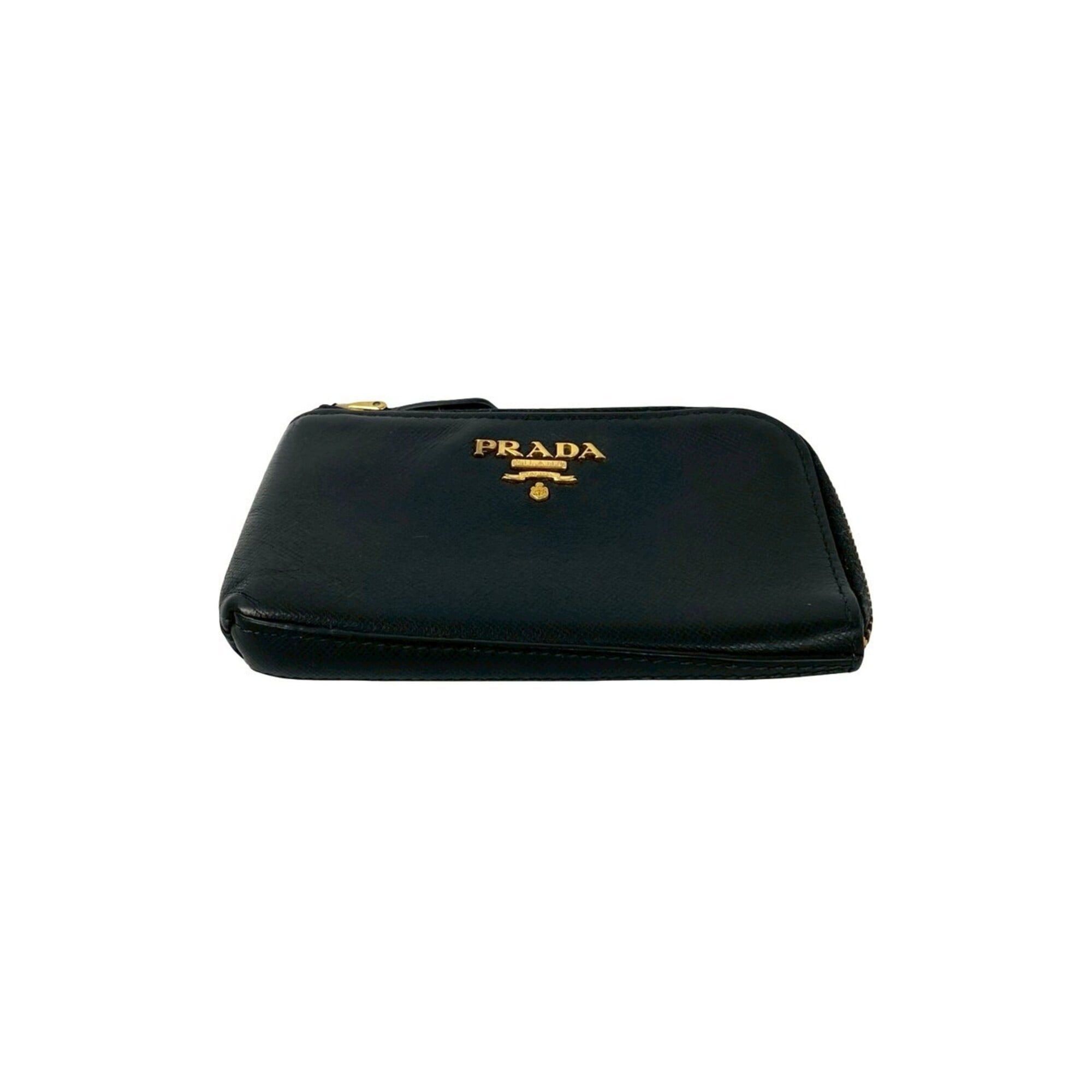 Prada PRADA Leather Wallet/Coin Purse with Logo Hardware, L-shaped Zipper, Black (Item No. 30147) Size ONE SIZE - 6 Thumbnail