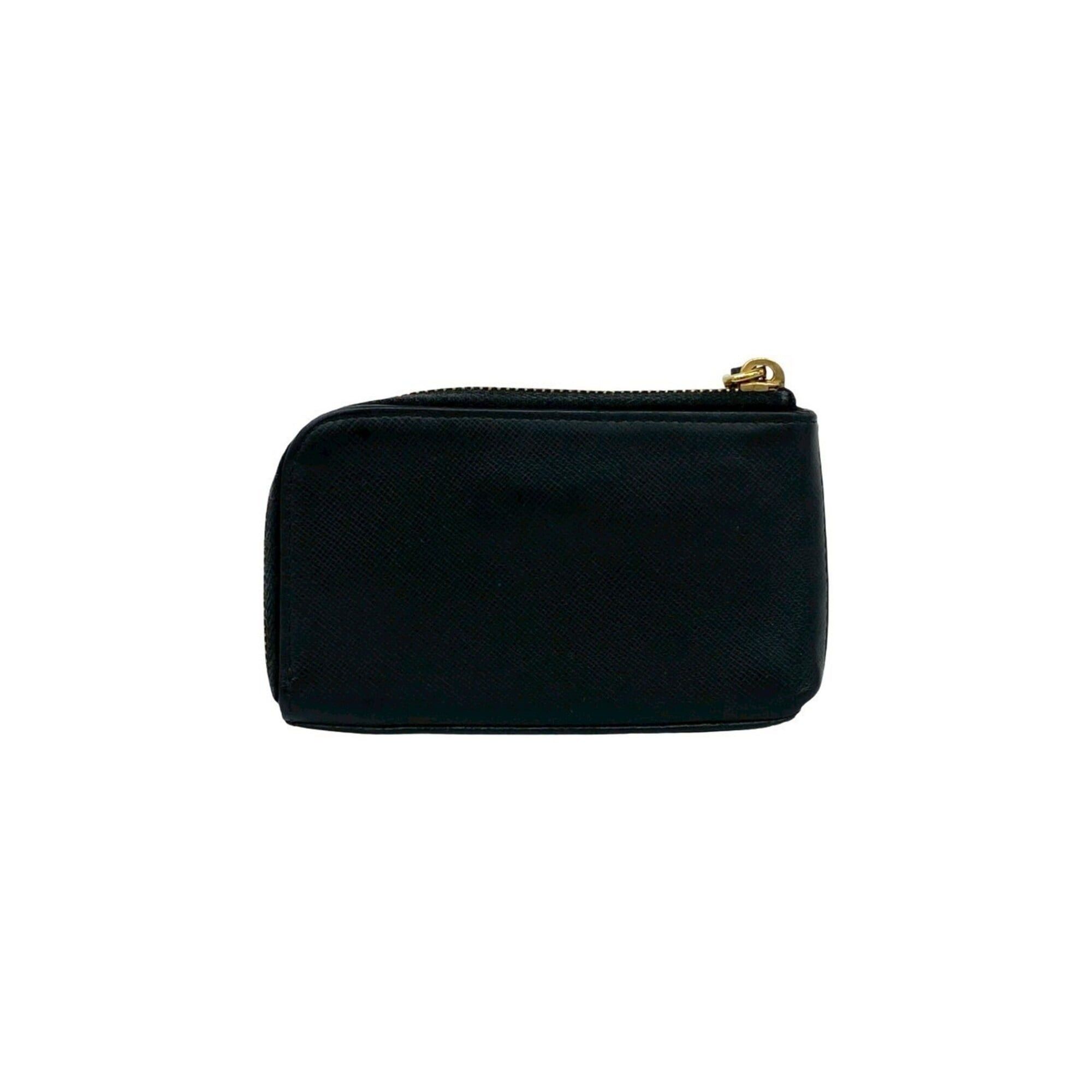 Prada PRADA Leather Wallet/Coin Purse with Logo Hardware, L-shaped Zipper, Black (Item No. 30147) Size ONE SIZE - 2 Thumbnail