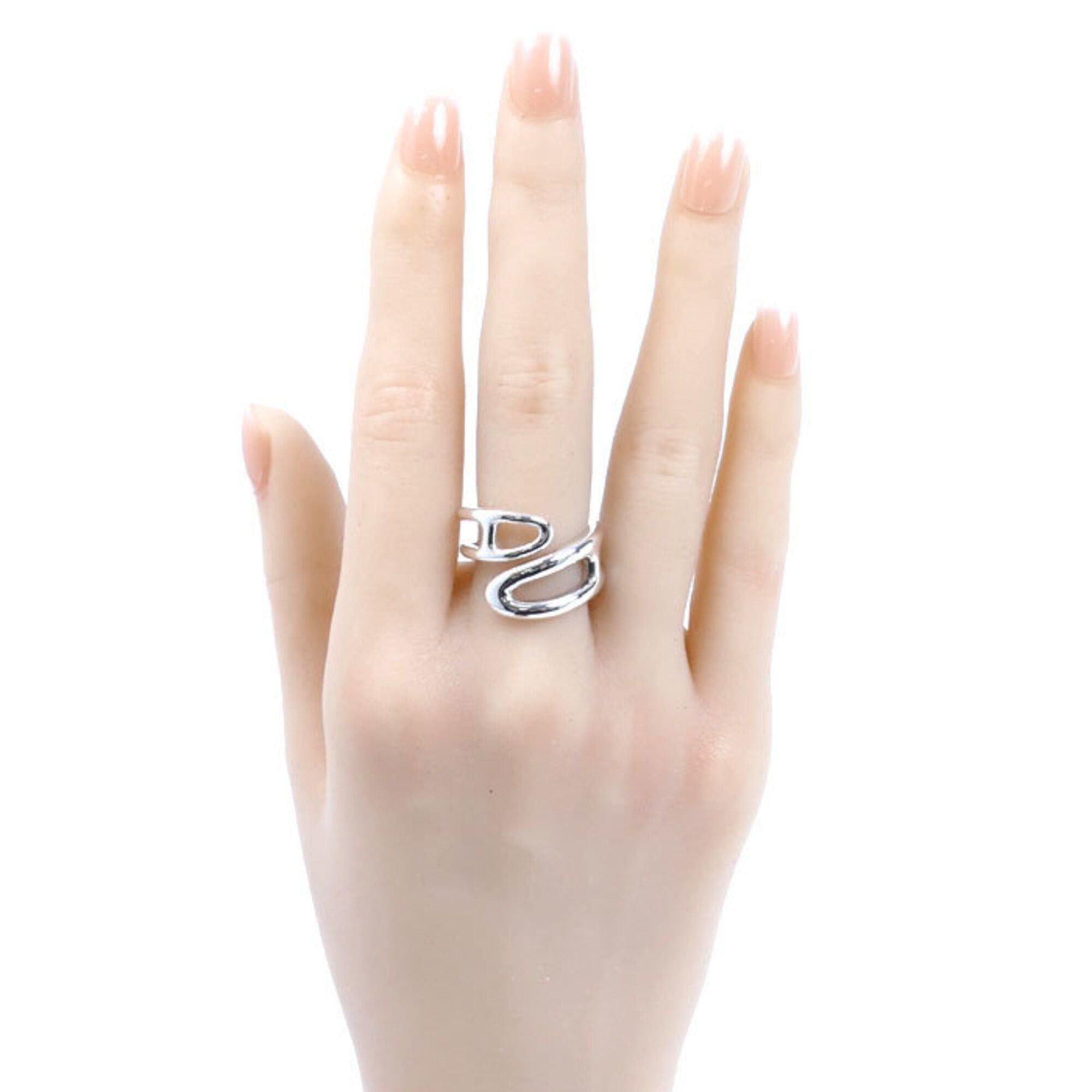 Hermes HERMES Sterling Silver 925 Chaine d'Ancre Punk Ring, Size 53, 7.9g, Women's Size ONE SIZE - 7 Thumbnail