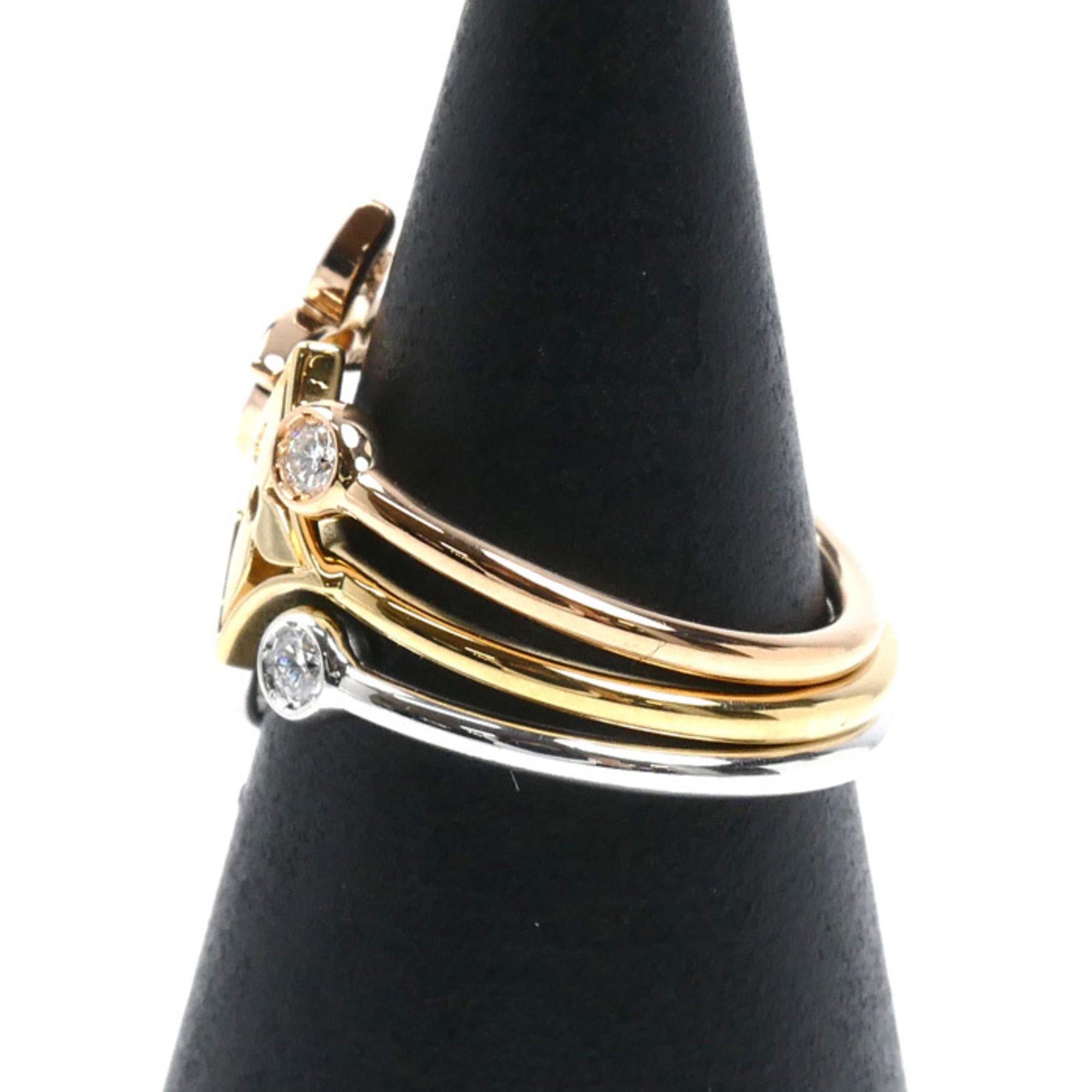 Louis Vuitton Louis Vuitton 18K Yellow Gold Pink White Bague Monogram Idylle Three Ring Q9F15D Diamond 50 5.6g Women's Size ONE SIZE - 2 Thumbnail