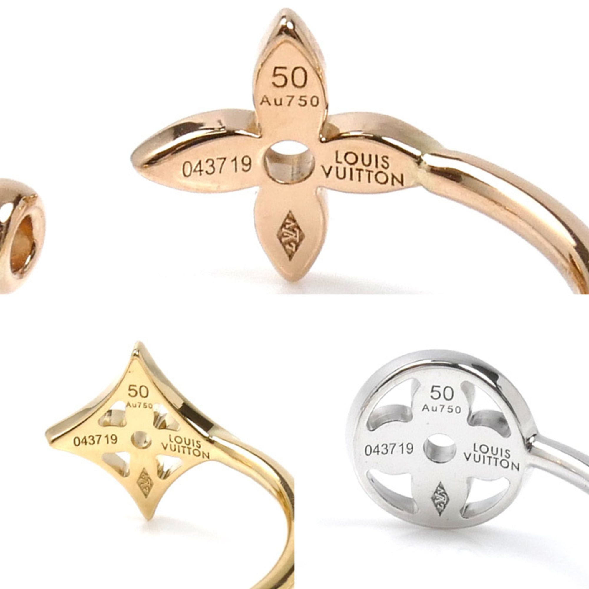 Louis Vuitton Louis Vuitton 18K Yellow Gold Pink White Bague Monogram Idylle Three Ring Q9F15D Diamond 50 5.6g Women's Size ONE SIZE - 4 Thumbnail
