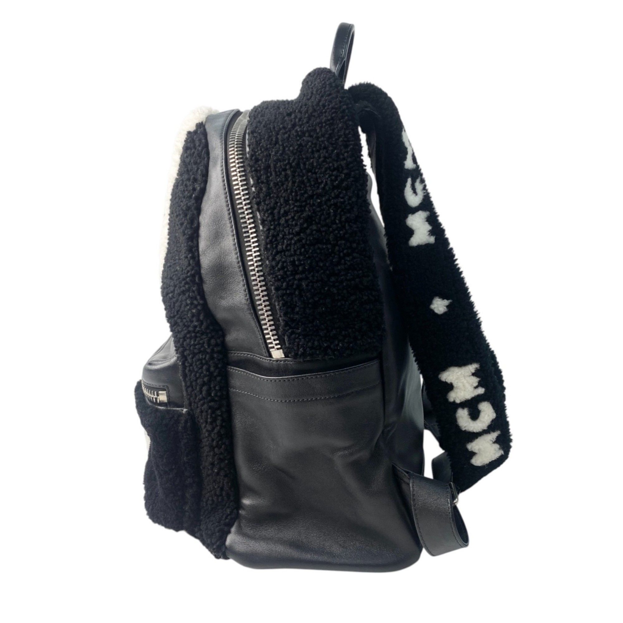 MCM MCM Women's Logo Backpack in Shearling Leather Size ONE SIZE - 4 Thumbnail