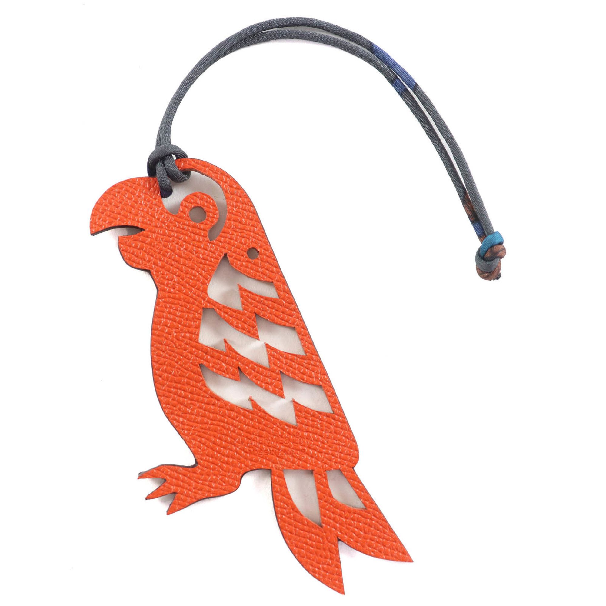 Hermes HERMES Petit H Leather Parrot Bag Charm, Brown and Orange, Made in France, Women's Size ONE SIZE - 2 Thumbnail