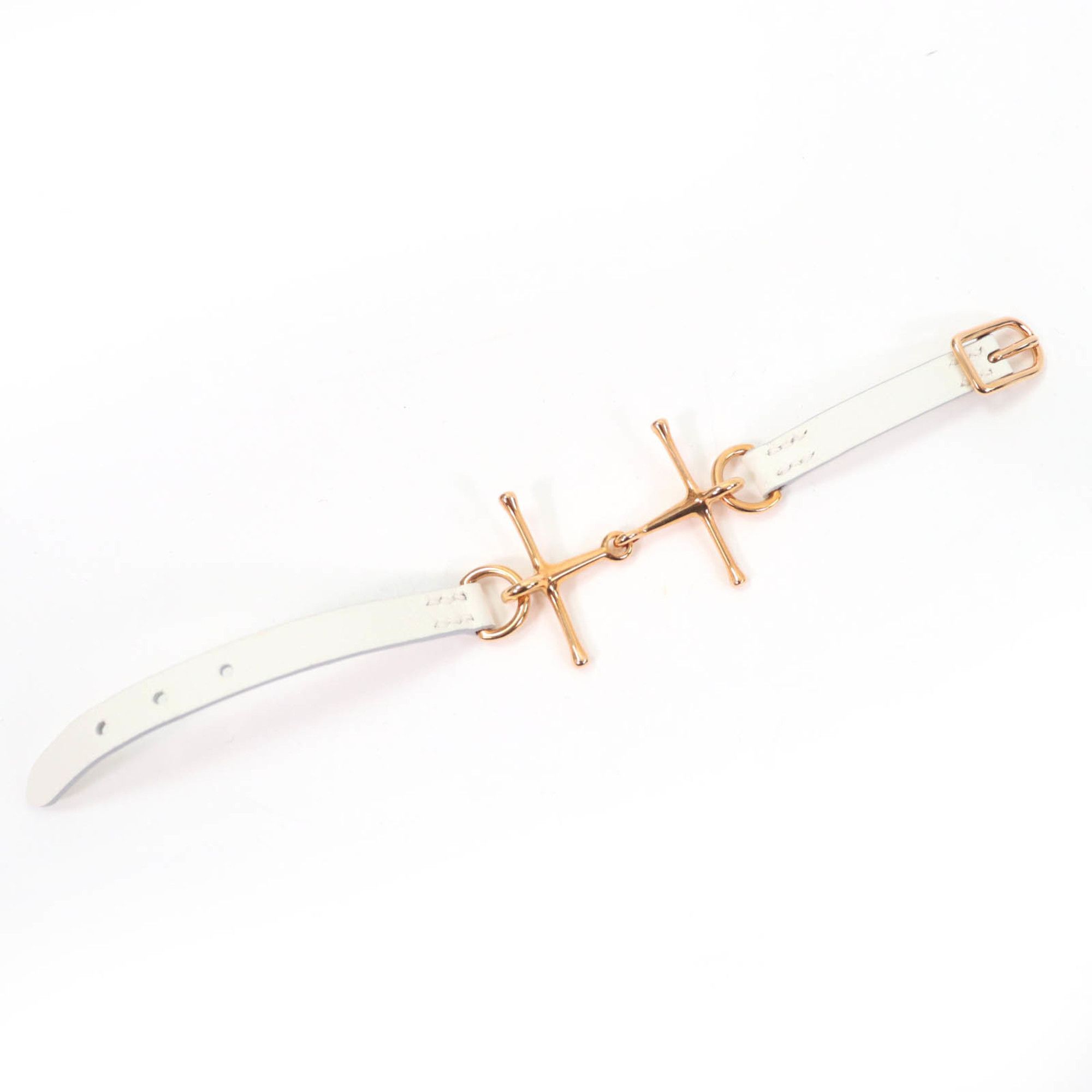 Hermes HERMES Mall Bracelet, Pink Gold Hardware, White Leather, T2, C Stamp, Box and Dust Bag Included, Made in France, Women's Size ONE SIZE - 3 Thumbnail