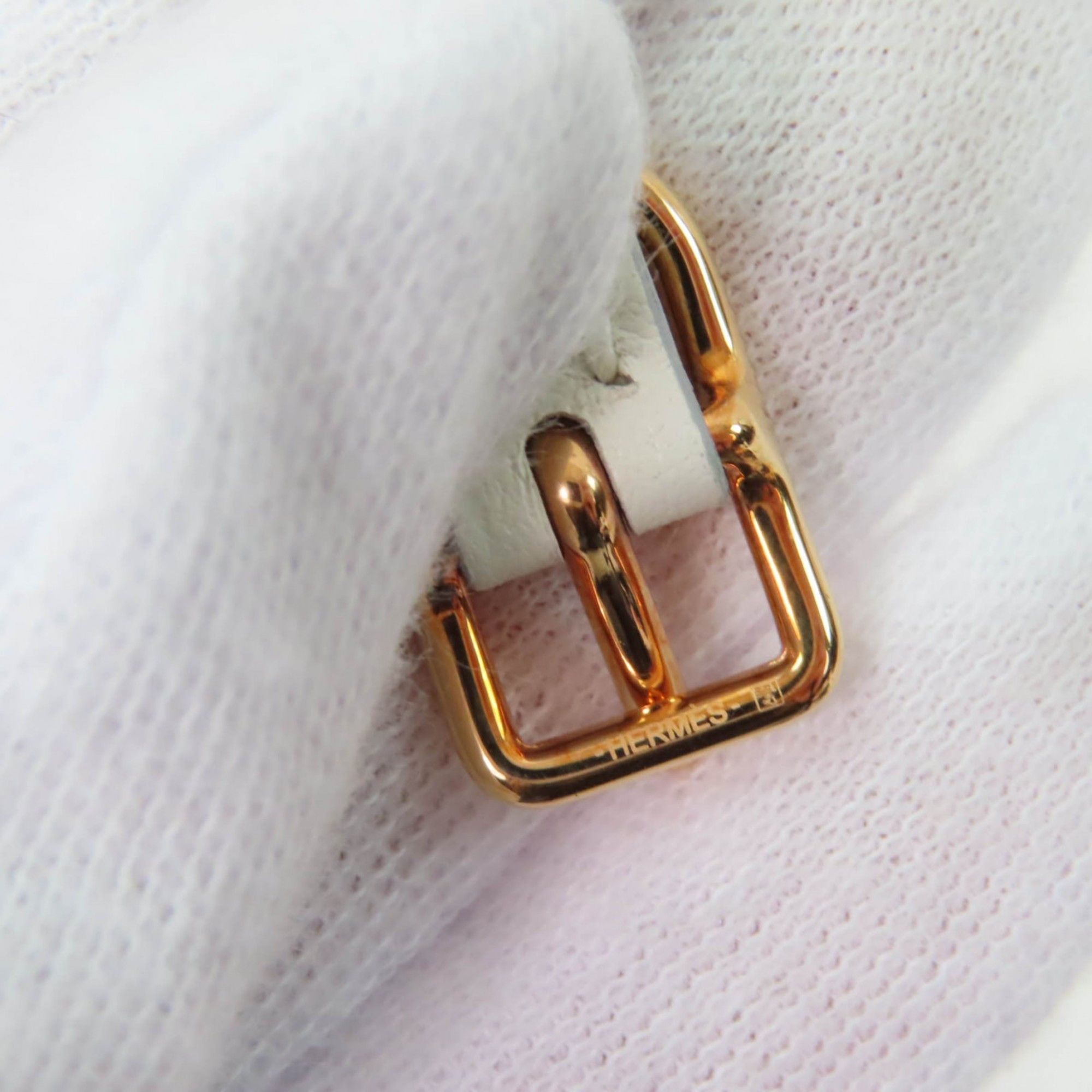 Hermes HERMES Mall Bracelet, Pink Gold Hardware, White Leather, T2, C Stamp, Box and Dust Bag Included, Made in France, Women's Size ONE SIZE - 6 Thumbnail