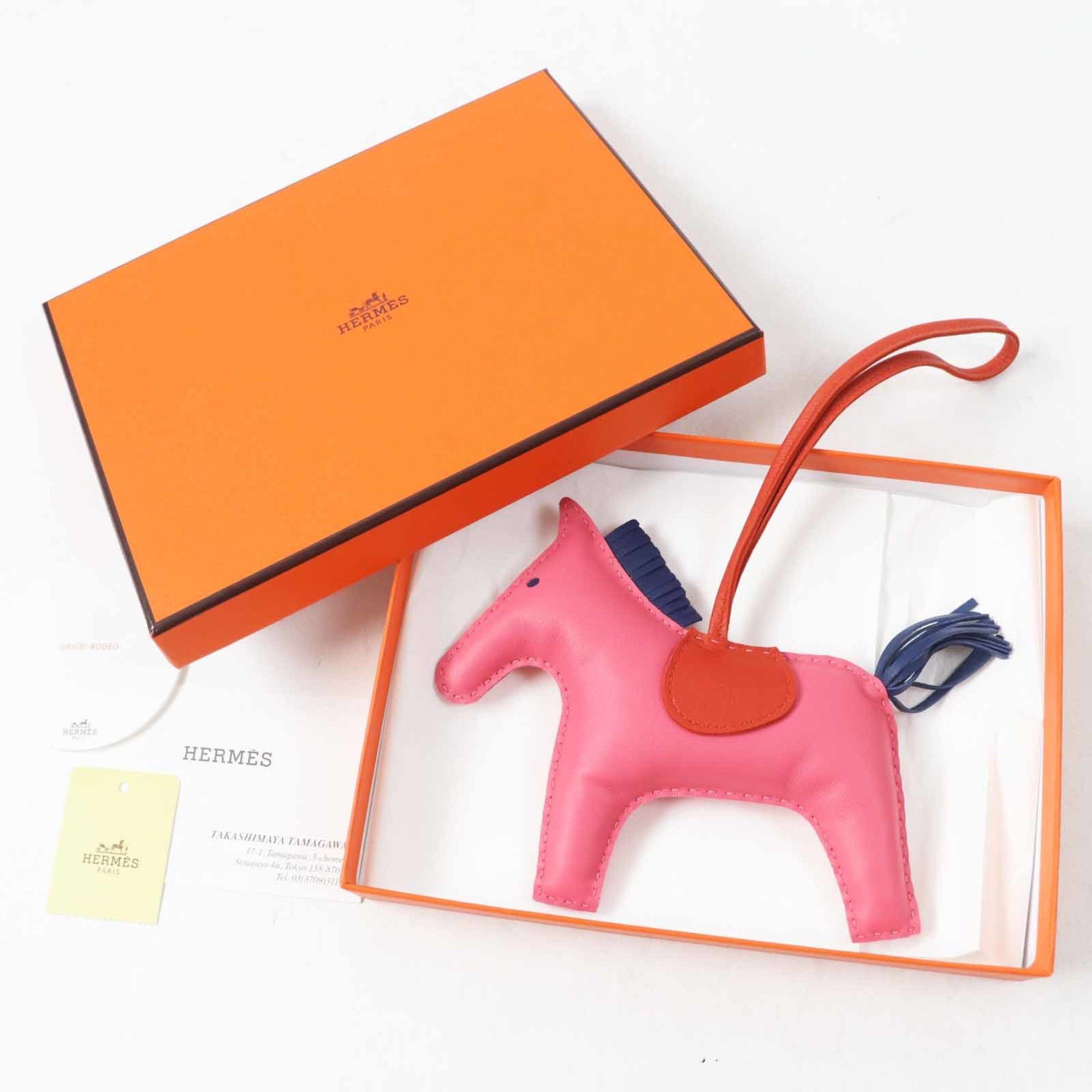 Hermes HERMES Rodeo Charm, Rose Azalee, Bleu de Malte, Carnelian, and Anjou Milo Bag with Box, Made in France, Authentic, Women's Size ONE SIZE - 2 Thumbnail