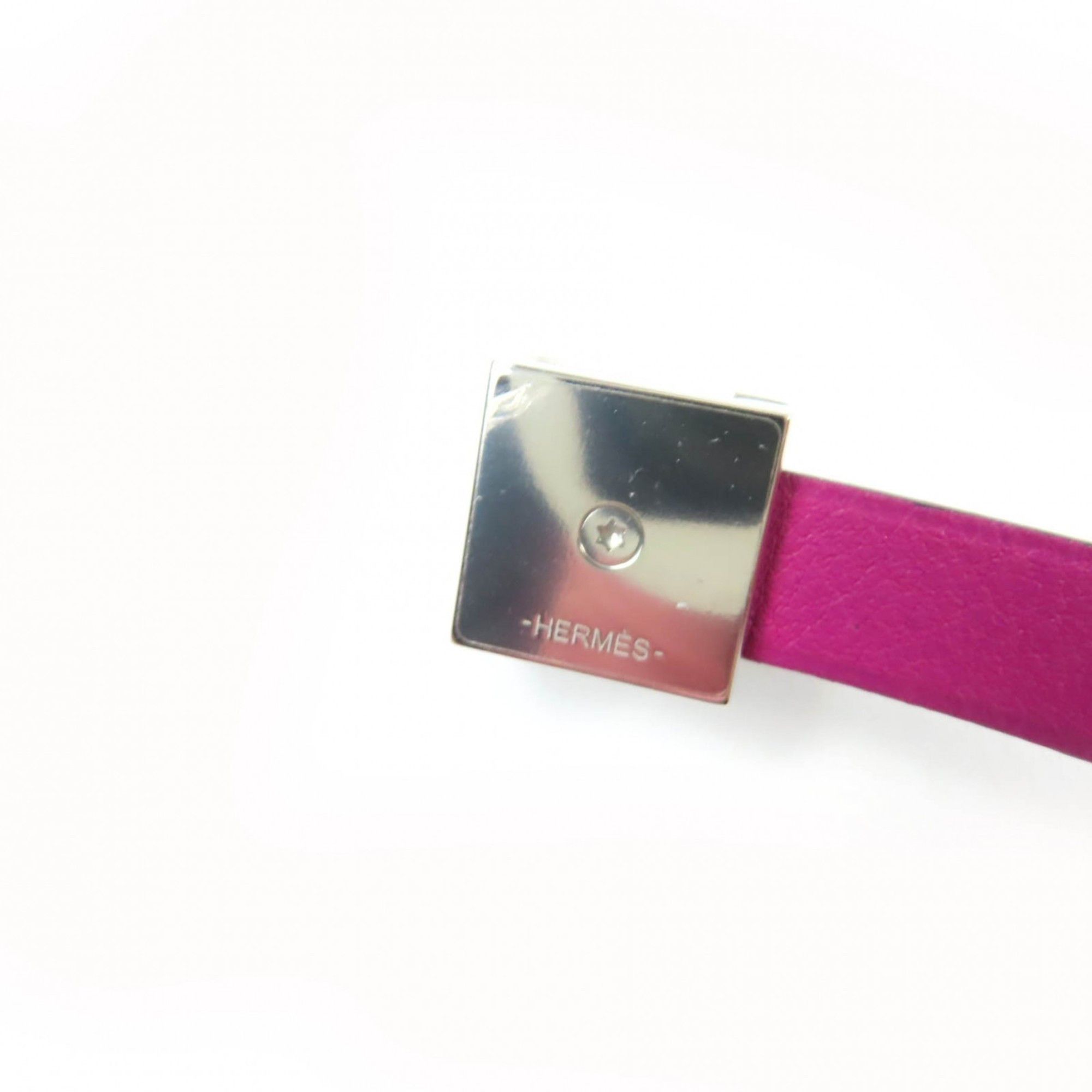 Hermes HERMES Medor Infinie Double Tour Bracelet, Leather with Silver Hardware, Purple, T3, A Stamp, Made in France, Women's Size ONE SIZE - 7 Thumbnail