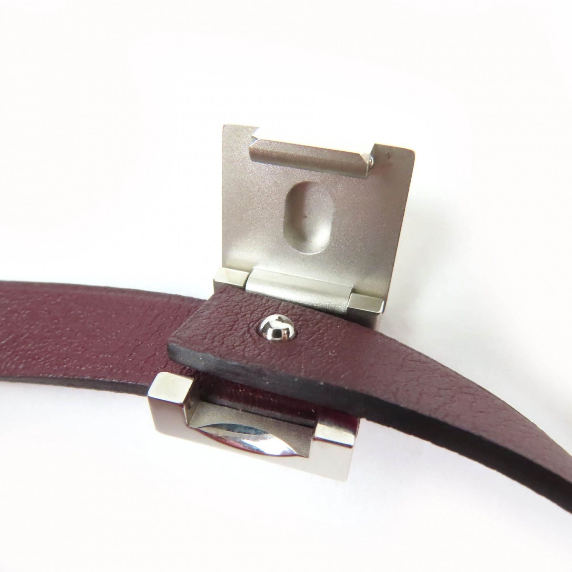 Hermes HERMES Medor Infinie Double Tour Bracelet, Leather with Silver Hardware, Purple, T3, A Stamp, Made in France, Women's Size ONE SIZE - 5 Thumbnail