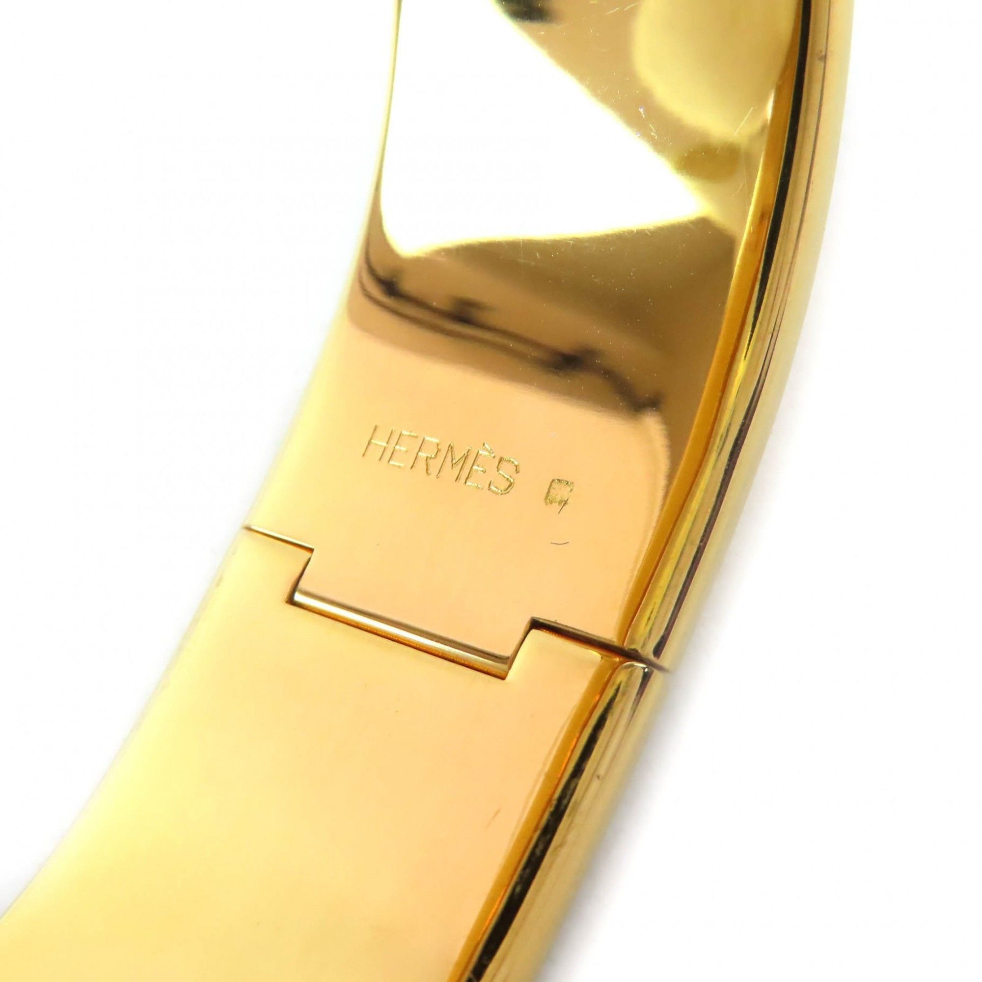 Hermes HERMES Roque Enamelled GM Fan Pattern Cloisonné Bangle Bracelet in Gold and Multicolor, with Box, for Women Size ONE SIZE - 8 Thumbnail