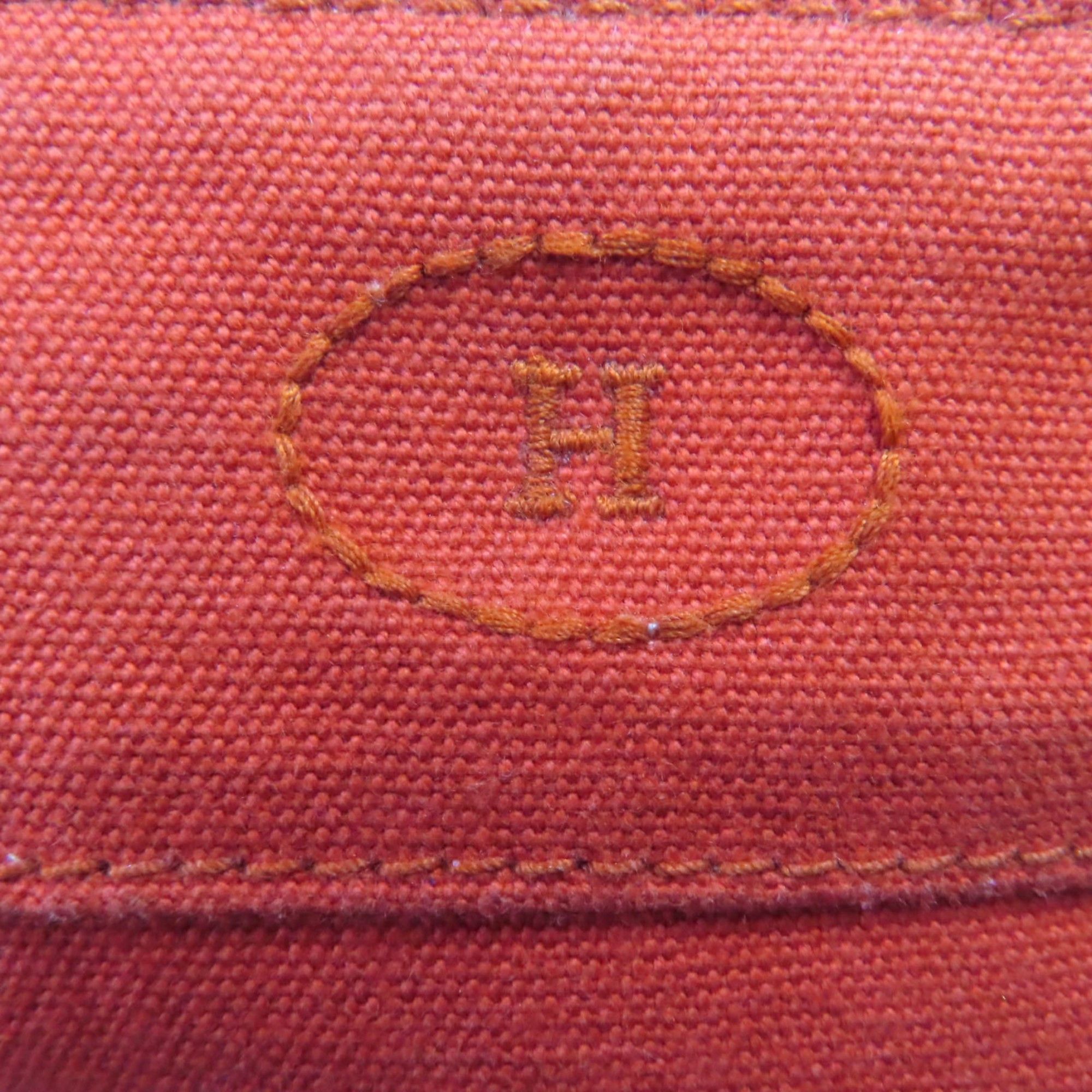 Hermes HERMES Bolide Mini Pouch, 100% Cotton with Embroidered H Logo and Leather Accents, Orange, Made in France, Women's Size ONE SIZE - 6 Thumbnail