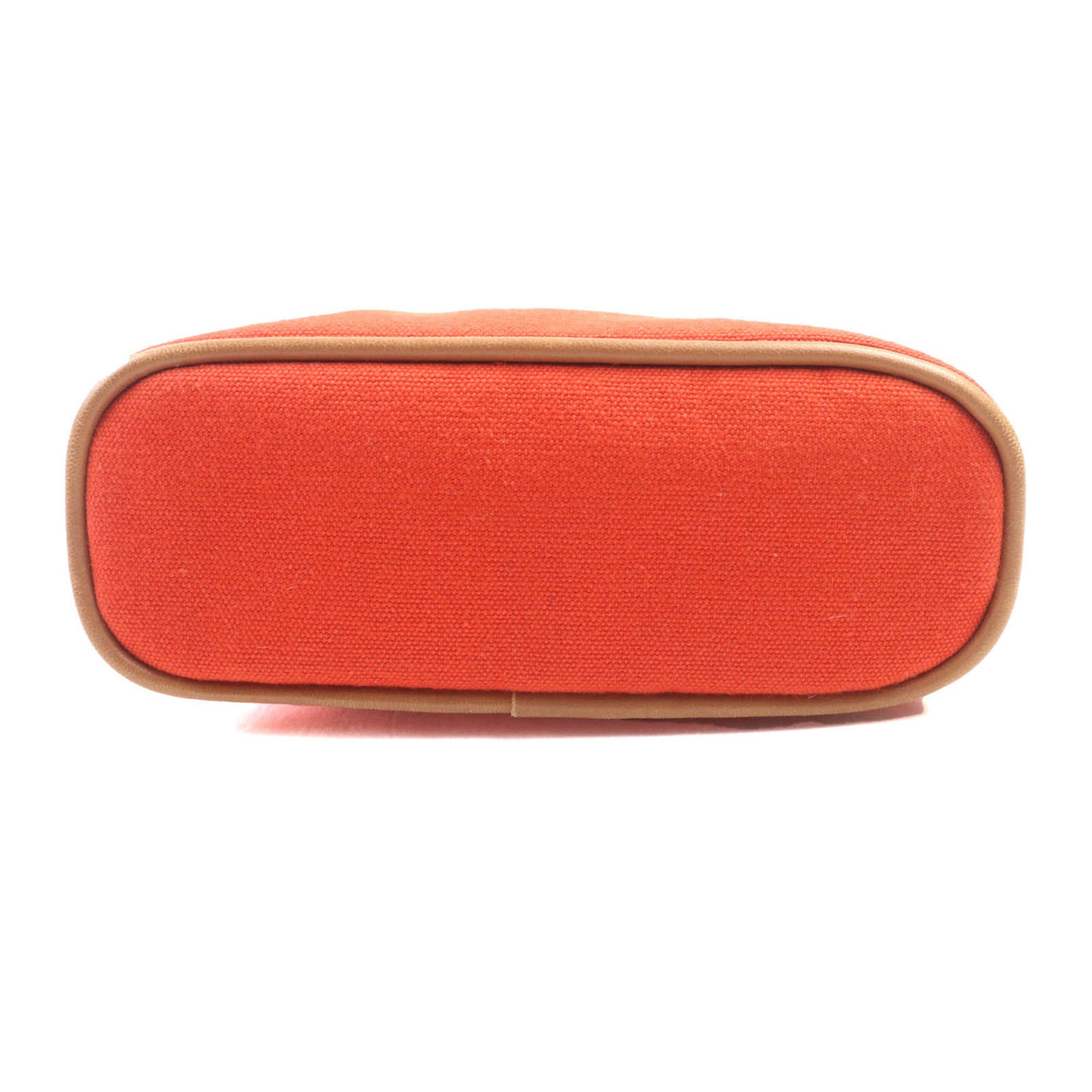 Hermes HERMES Bolide Mini Pouch, 100% Cotton with Embroidered H Logo and Leather Accents, Orange, Made in France, Women's Size ONE SIZE - 4 Thumbnail