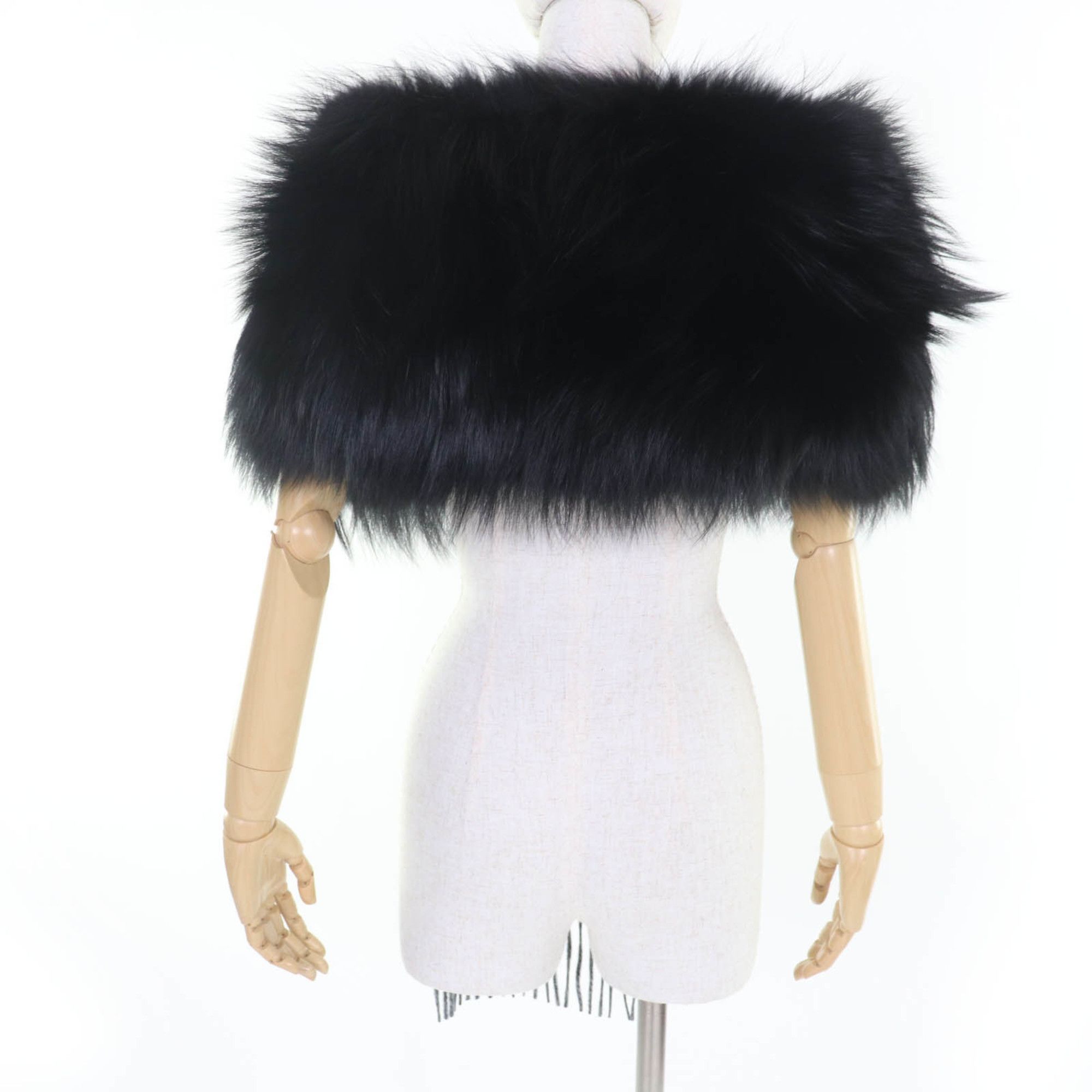 Louis Vuitton LOUIS VUITTON 2017 Louis Vuitton Echarpe Reykjavik Fur Scarf, M70721, 100% Cashmere and Fox with Fringe, Black, Made in Italy, Authentic, Women's Size ONE SIZE - 4 Thumbnail