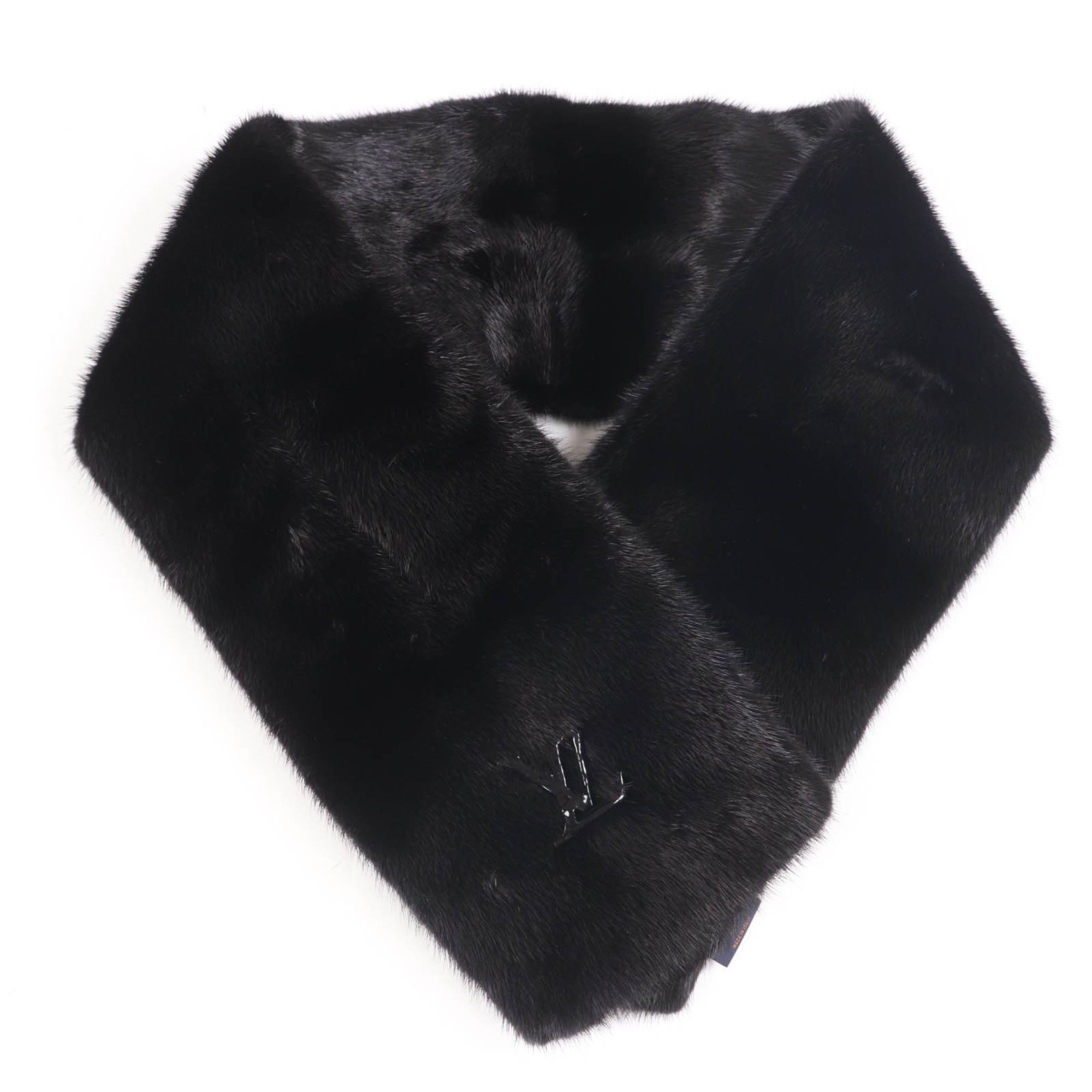 Louis Vuitton LOUIS VUITTON 2022 Louis Vuitton M77961 LV Ahead Scarf with Logo, Mink Fur Shawl/Tippet, Black, Box, Made in Italy, Women's Size ONE SIZE - 3 Thumbnail