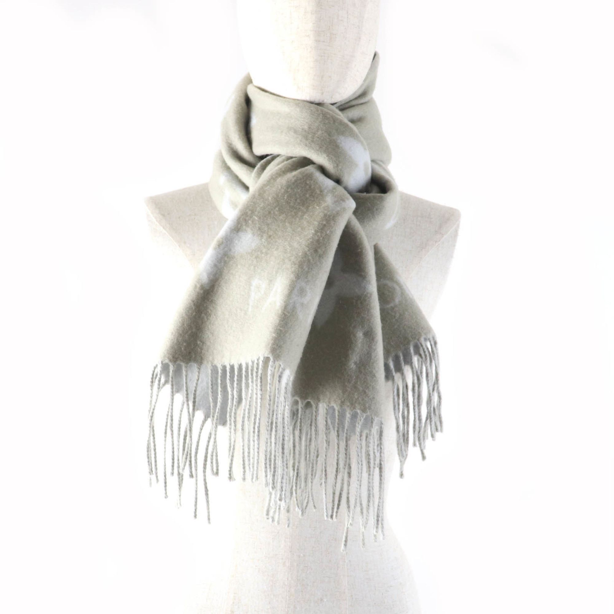 Louis Vuitton LOUIS VUITTON Echarpe Reykjavik M70462 100% Cashmere Stole, Gray and Light Blue, Made in England, Authentic, Women's Size ONE SIZE - 6 Thumbnail