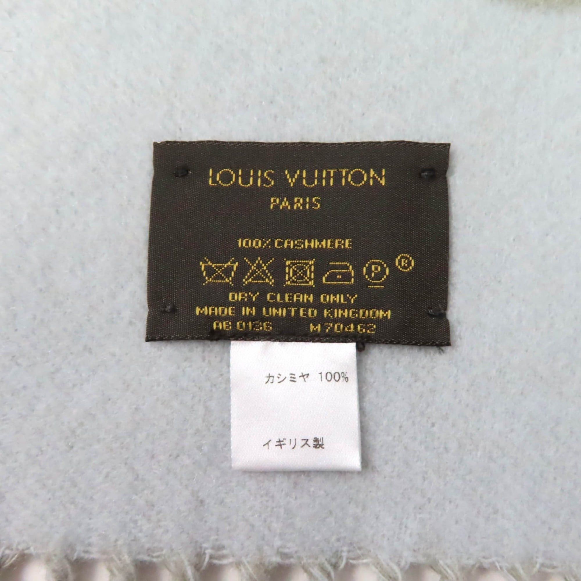 Louis Vuitton LOUIS VUITTON Echarpe Reykjavik M70462 100% Cashmere Stole, Gray and Light Blue, Made in England, Authentic, Women's Size ONE SIZE - 9 Thumbnail