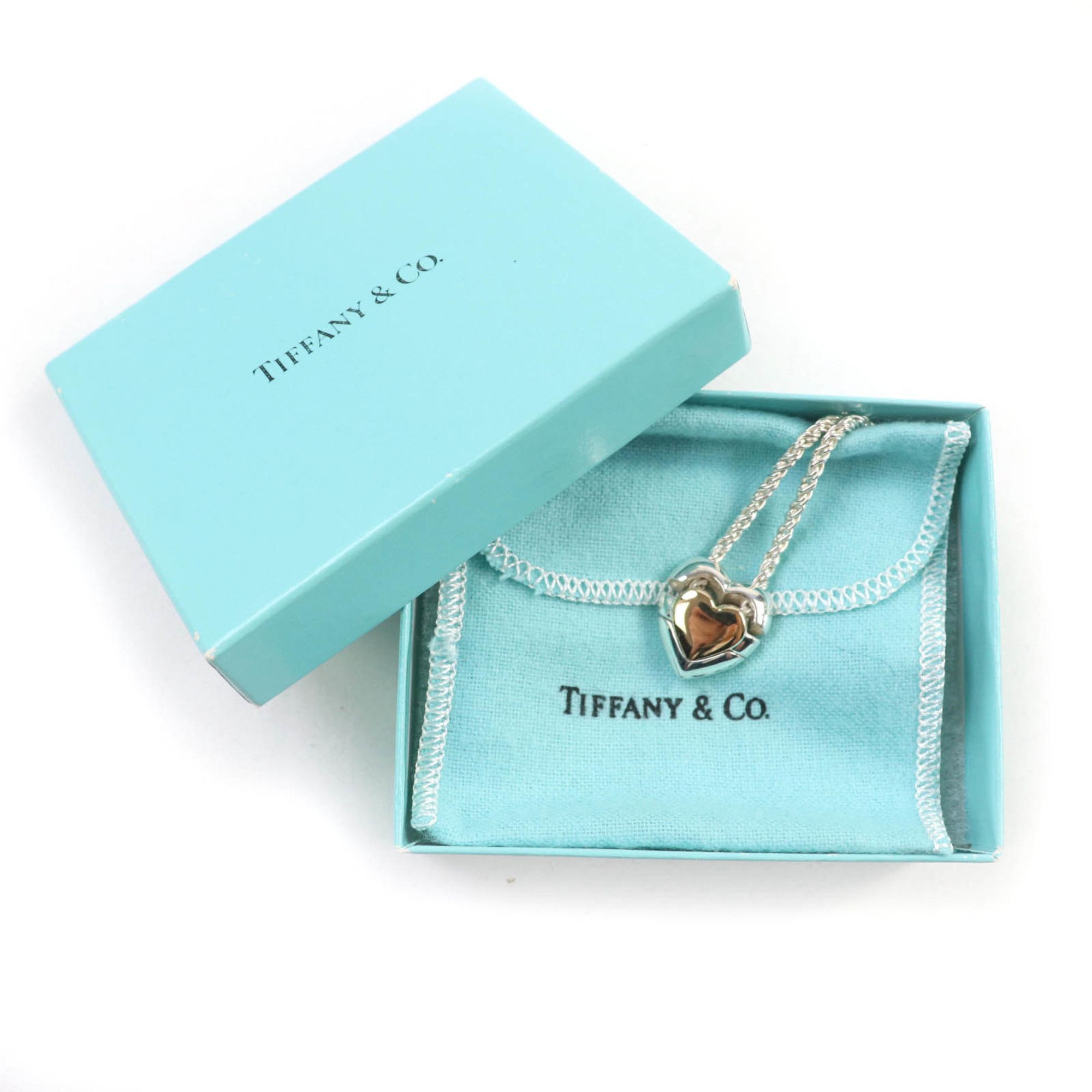 Tiffany & Co. TIFFANY & Co. 925 750 Heart Puzzle Necklace Pendant in Silver and Gold, Includes Box Dust Bag, Weight 22.9g, Women's Size ONE SIZE - 2 Thumbnail
