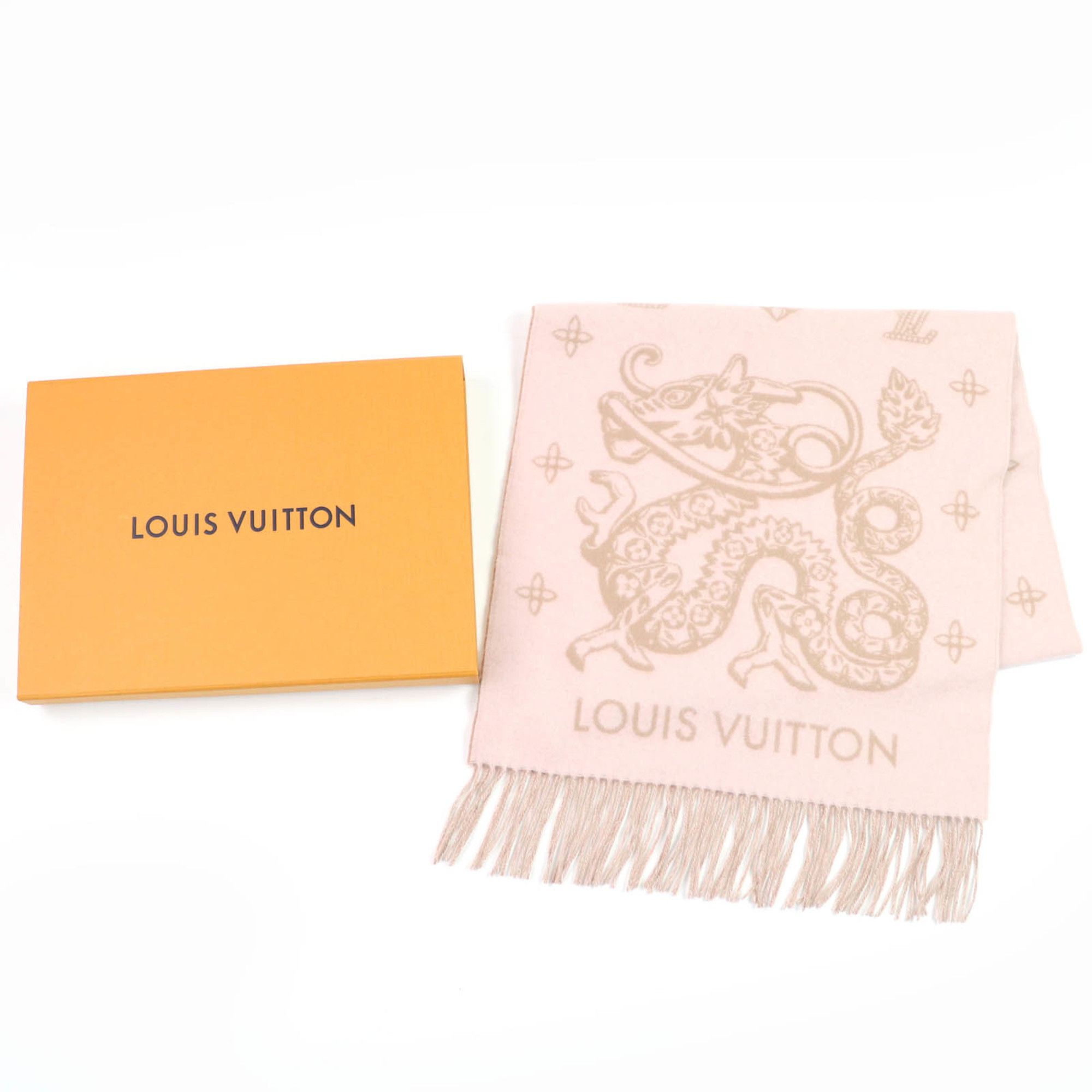 Louis Vuitton LOUIS VUITTON Echarpe Reykjavik Precious Dragon 100% Cashmere Scarf, M79543, Pink, Made in Italy, Authentic, Women's Size ONE SIZE - 2 Thumbnail