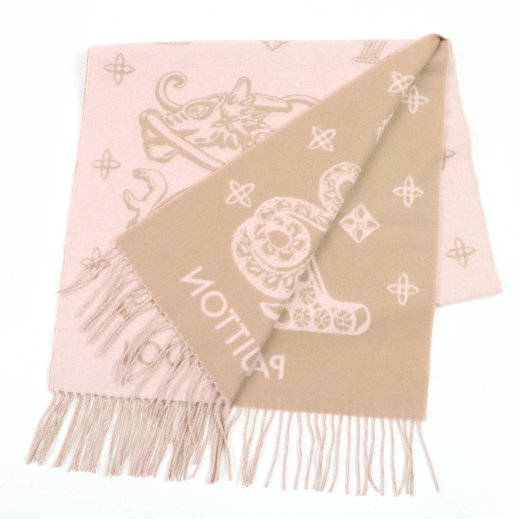 Louis Vuitton LOUIS VUITTON Echarpe Reykjavik Precious Dragon 100% Cashmere Scarf, M79543, Pink, Made in Italy, Authentic, Women's Size ONE SIZE - 4 Thumbnail