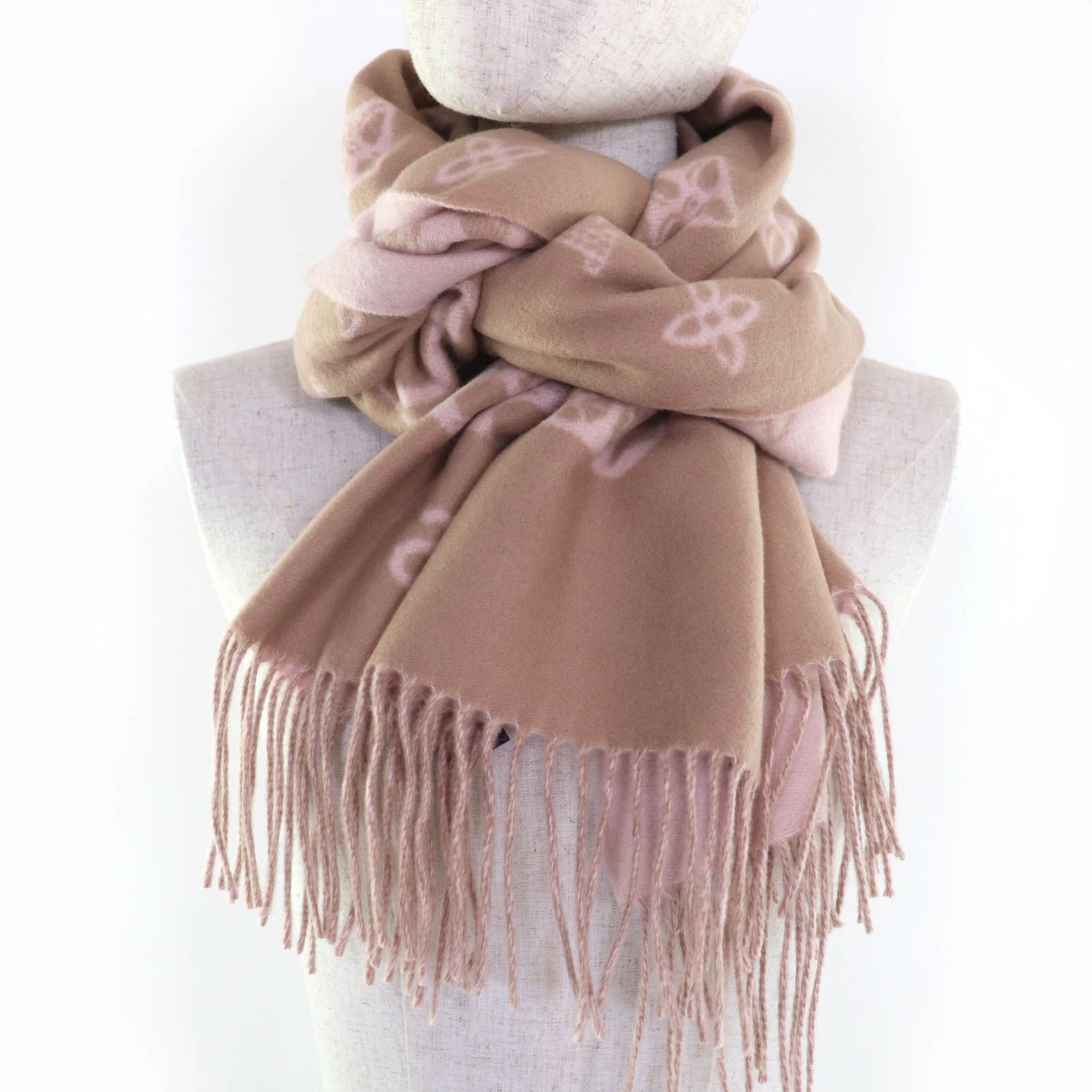 Louis Vuitton LOUIS VUITTON Echarpe Reykjavik Precious Dragon 100% Cashmere Scarf, M79543, Pink, Made in Italy, Authentic, Women's Size ONE SIZE - 5 Thumbnail