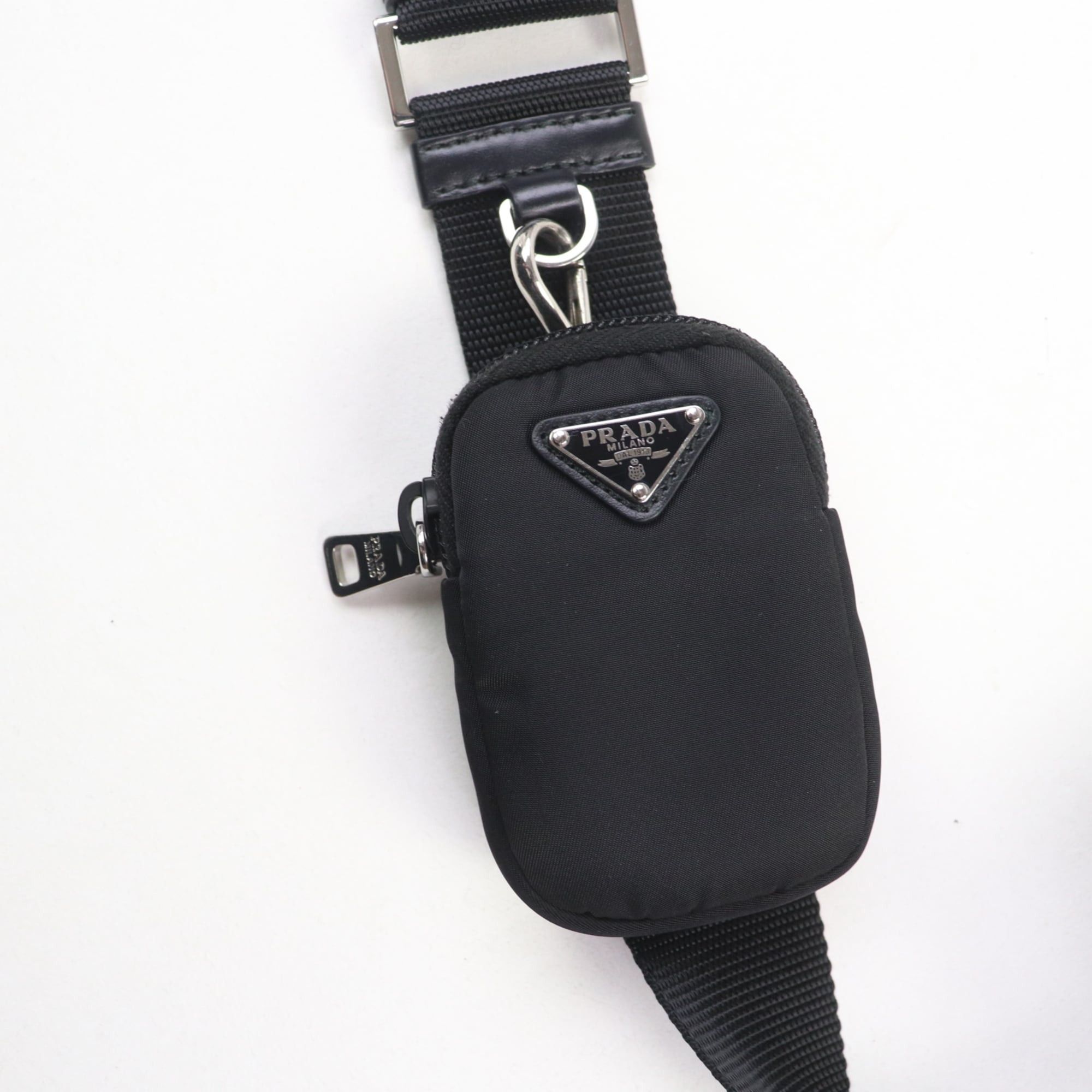 Prada PRADA 1BG867 Re-Nylon Pouch/Shoulder Bag with Triangle Logo and Leather Detailing, Black, Made in Italy, Women's Size ONE SIZE - 9 Thumbnail
