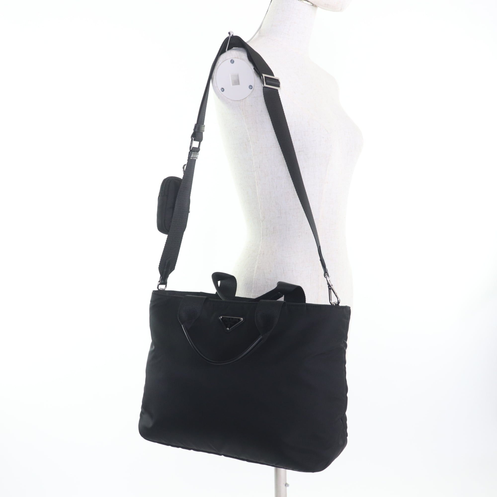 Prada PRADA 1BG867 Re-Nylon Pouch/Shoulder Bag with Triangle Logo and Leather Detailing, Black, Made in Italy, Women's Size ONE SIZE - 5 Thumbnail