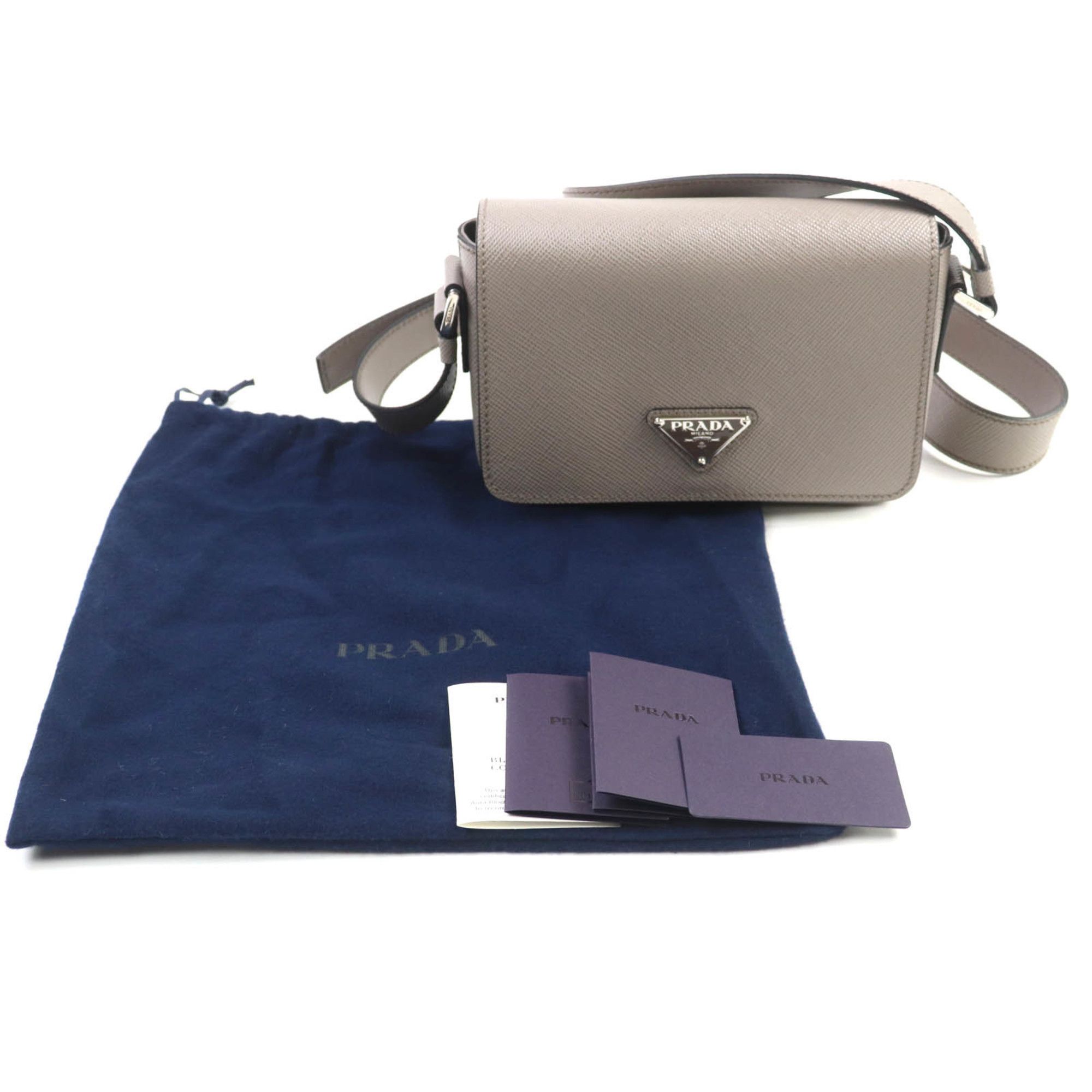 Prada PRADA 2VD065 Saffiano Leather Argilla Shoulder Bag with Triangle Logo Plate, Dust Bag, Made in Italy, Women's Size ONE SIZE - 2 Thumbnail