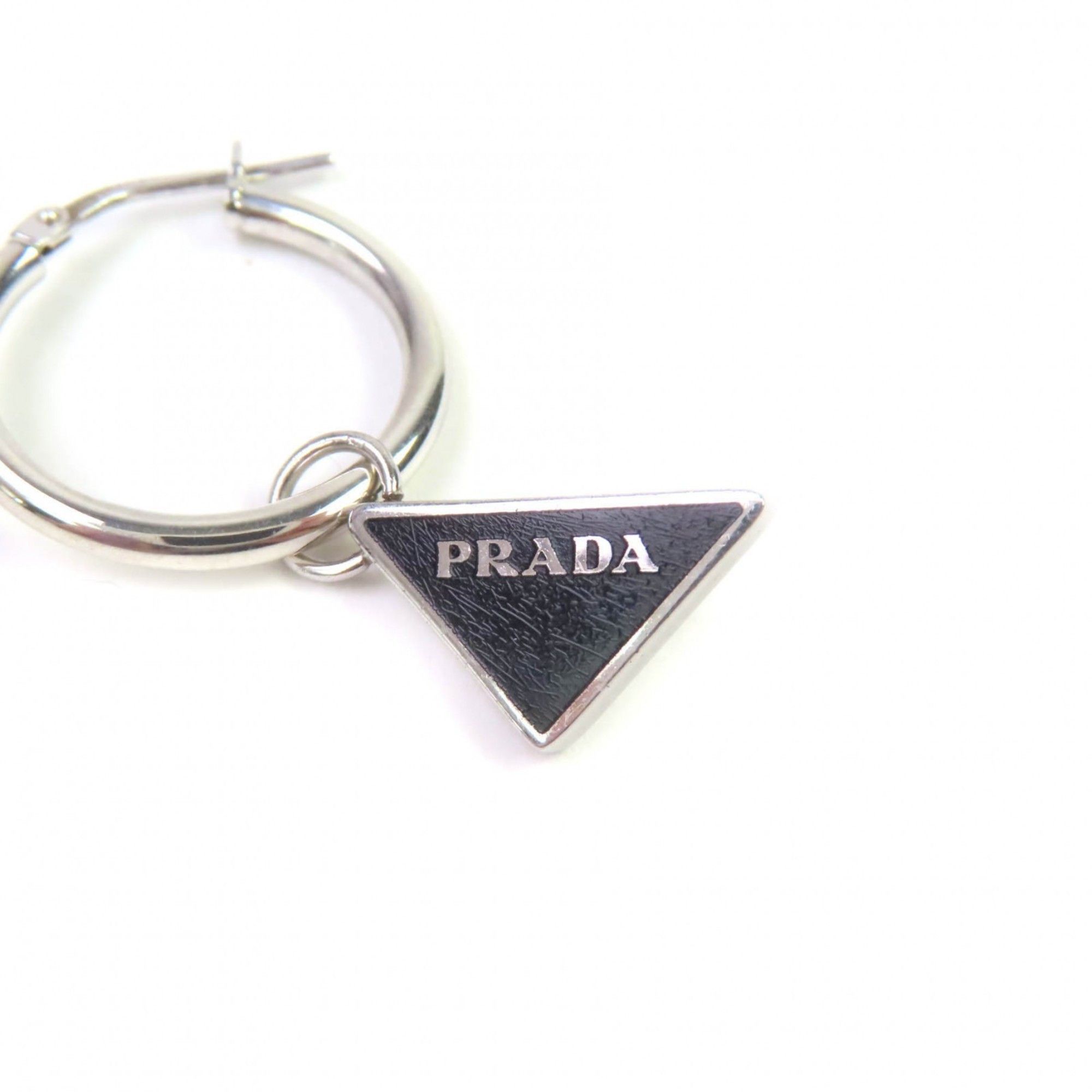 Prada PRADA 2JO750 Symbol Pendant and Earrings, Set of 2, AG925, Triangle Logo, Black Silver, Made in Italy, Weight 4.7g, Women's Size ONE SIZE - 5 Thumbnail