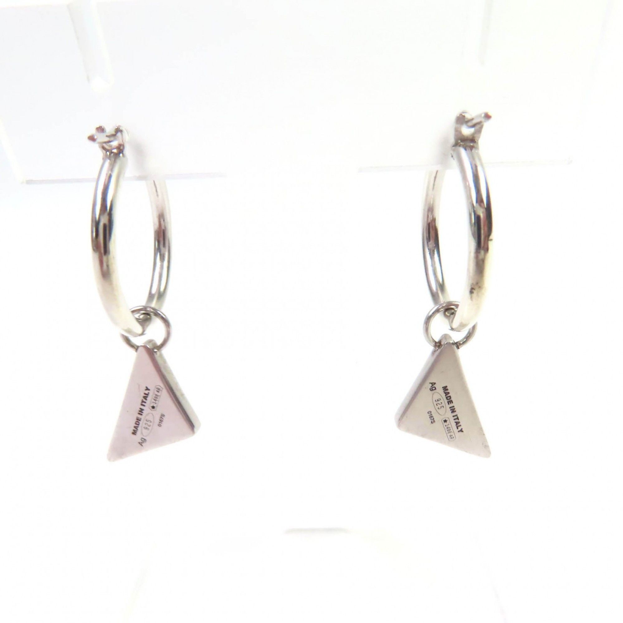 Prada PRADA 2JO750 Symbol Pendant and Earrings, Set of 2, AG925, Triangle Logo, Black Silver, Made in Italy, Weight 4.7g, Women's Size ONE SIZE - 3 Thumbnail