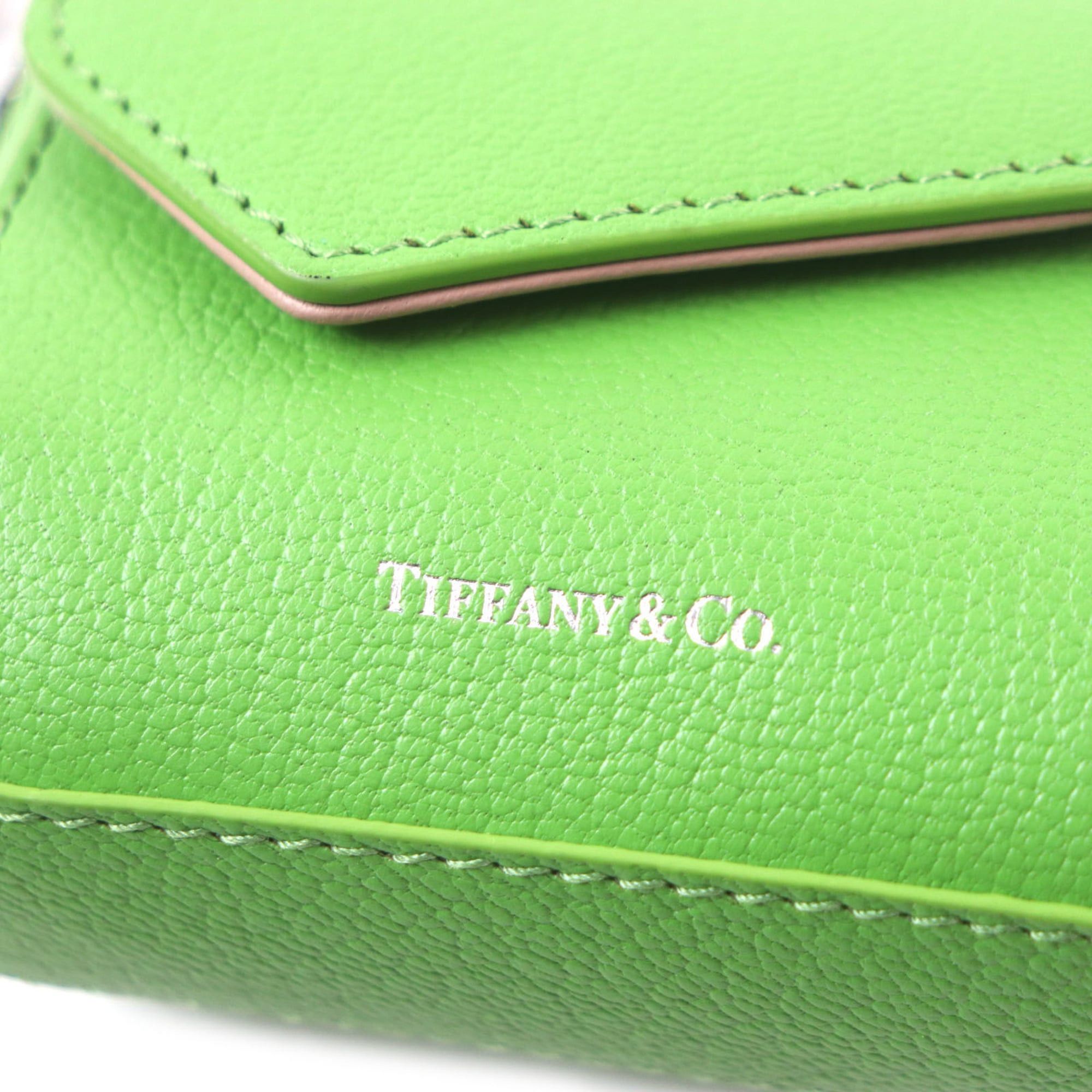 Tiffany & Co. TIFFANY & Co. Tiffany T Nano Bag with Peridot Logo Print Chain Charm, Green Leather Silver Hardware, Box and Dust Bag, Made in Italy, Men's Size ONE SIZE - 8 Thumbnail