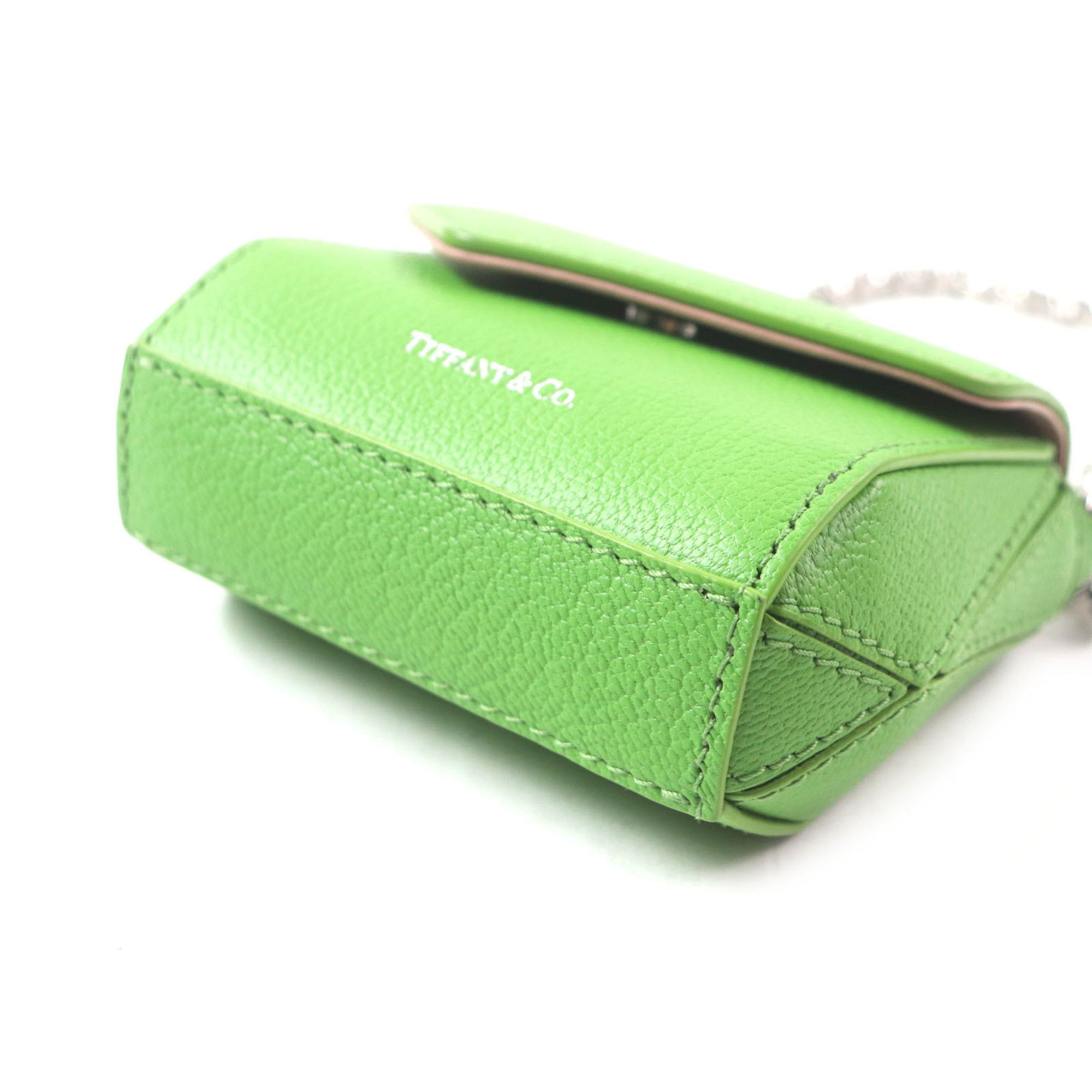 Tiffany & Co. TIFFANY & Co. Tiffany T Nano Bag with Peridot Logo Print Chain Charm, Green Leather Silver Hardware, Box and Dust Bag, Made in Italy, Men's Size ONE SIZE - 4 Thumbnail