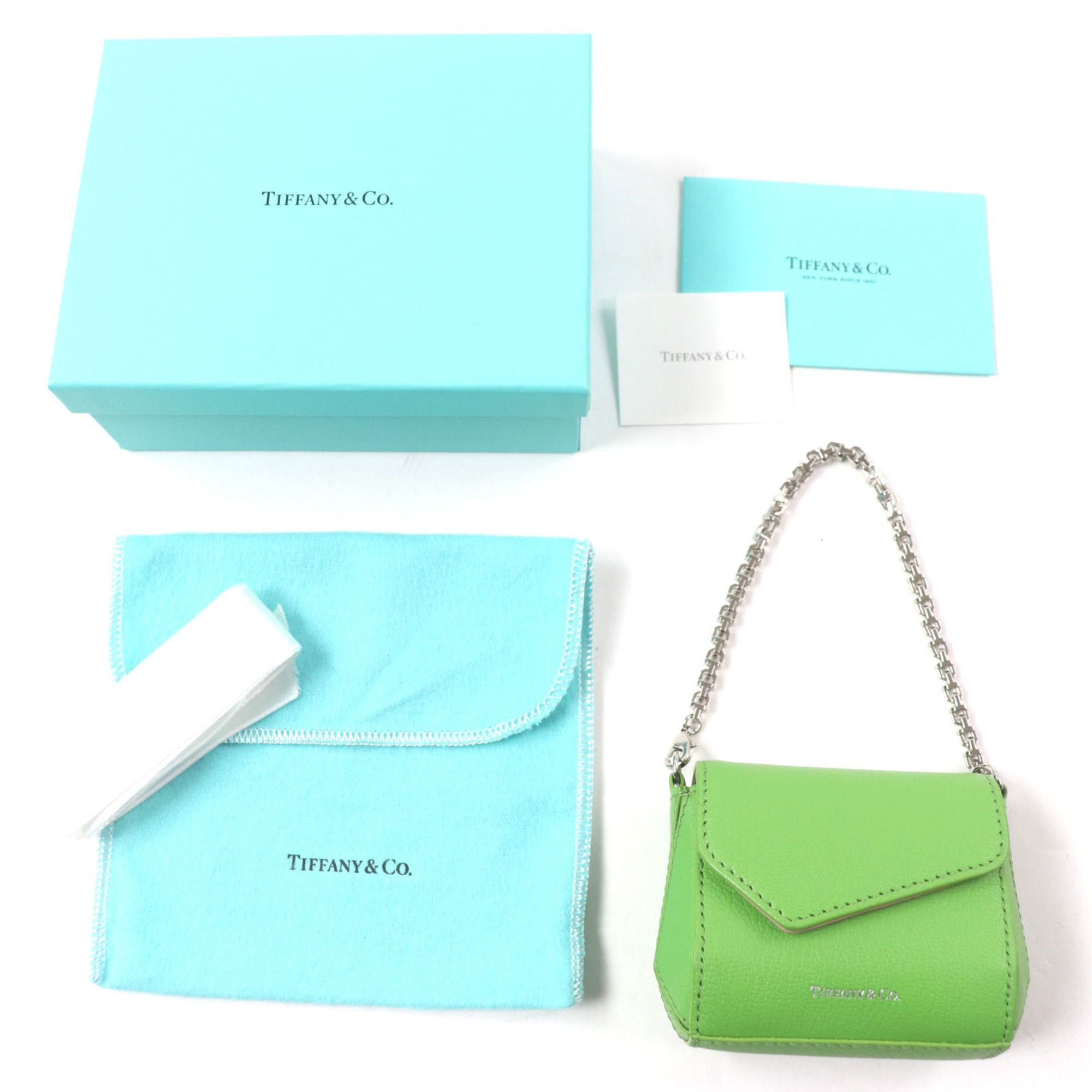 Tiffany & Co. TIFFANY & Co. Tiffany T Nano Bag with Peridot Logo Print Chain Charm, Green Leather Silver Hardware, Box and Dust Bag, Made in Italy, Men's Size ONE SIZE - 2 Thumbnail